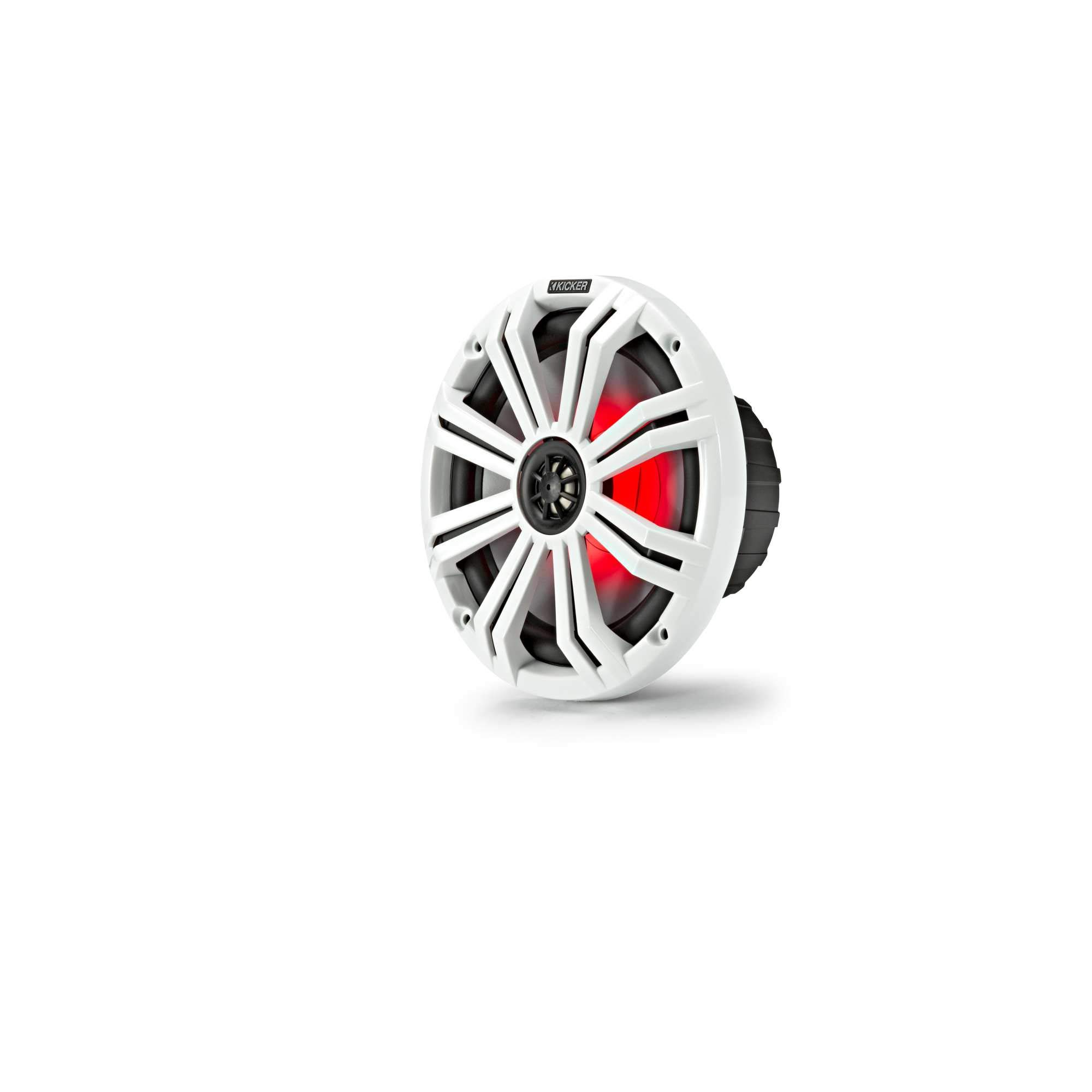 Kicker 8-Inch White Marine LED Speakers - High-Performance OEM Replacement Pair for Boats and Outdoor Adventures