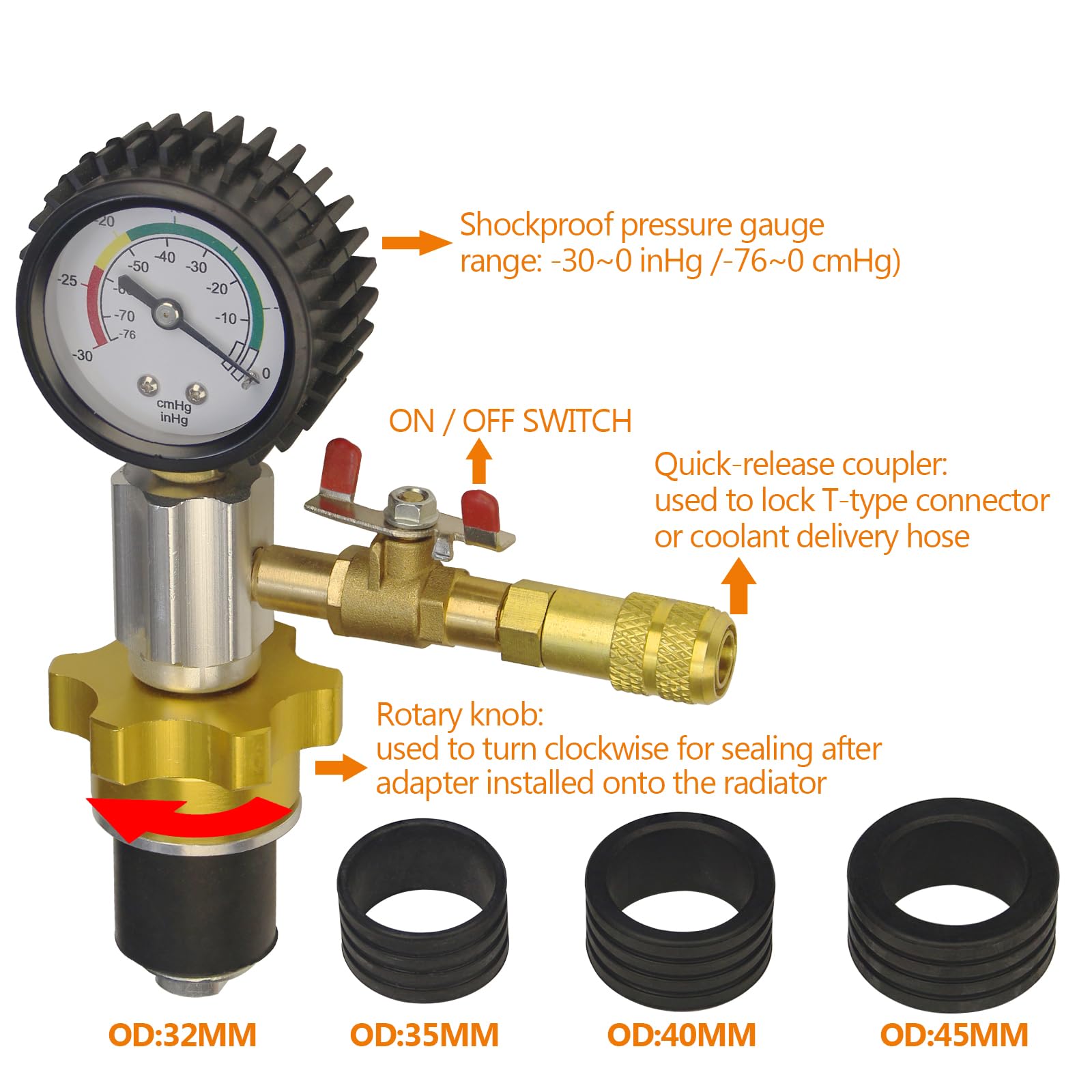 Auto Coolant Vacuum Kit - Cooling System Refill & Purging Tool for Radiator Maintenance | Pneumatic Vacuum Antifreeze Change Filler Set | Perfect for Car, Van, SUV & Truck Maintenance | DIY Coolant Replacement & Flushing at Home or Garage
