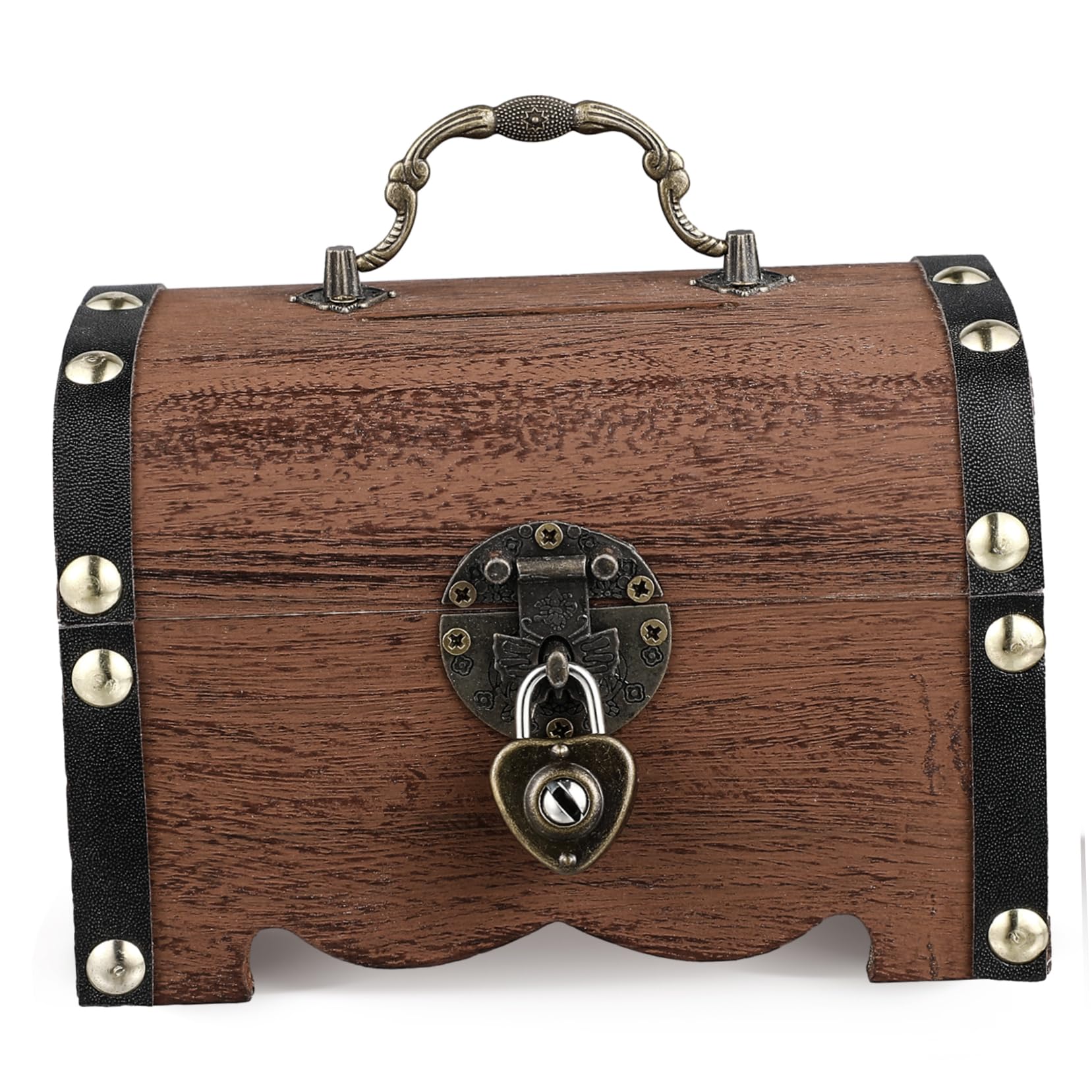 Handmade Wooden Piggy Bank & Treasure Chest - Vintage Money Storage Box for Coins, Jewelry & Valuables - Perfect for Kids Savings, Gift Giving & Home Decor