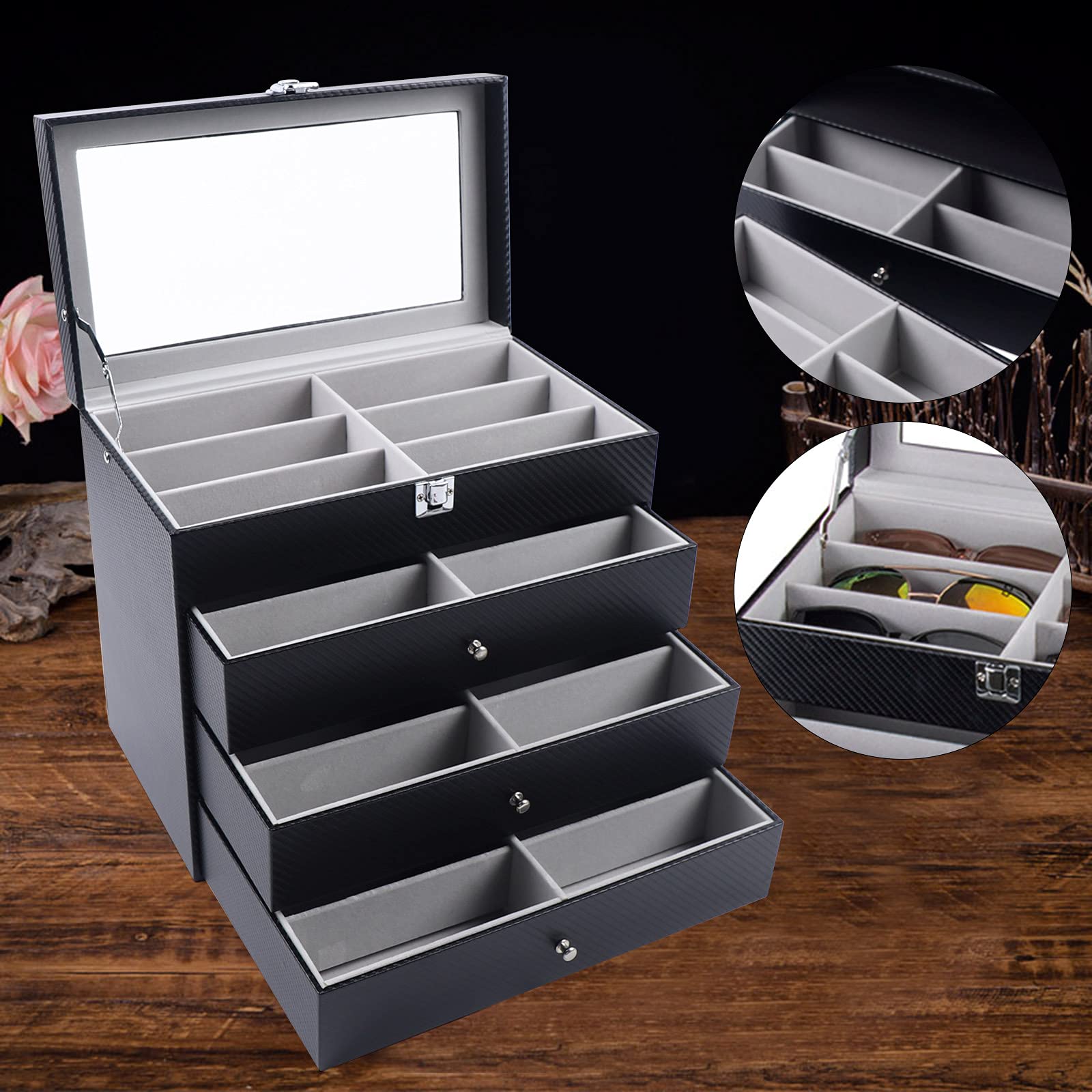 Stylish Eyeglass & Sunglass Storage Box - Durable Protective Case for Glasses & Shades - Perfect for Travel, Home, Office & Car Organization