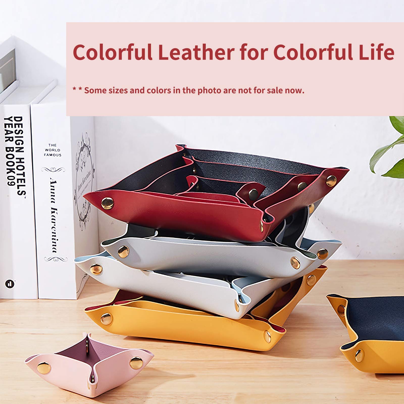 Premium Leather Valet Tray for Men & Women - Collapsible Travel Organizer with Snap Closure | Key Holder, Jewelry & EDC Dump Tray for Entryway Table, Dresser & Nightstand | Home & Office Desk Organizer (Silver + Pink) - Perfect for Travel, Gift Giving & Daily Essentials Storage