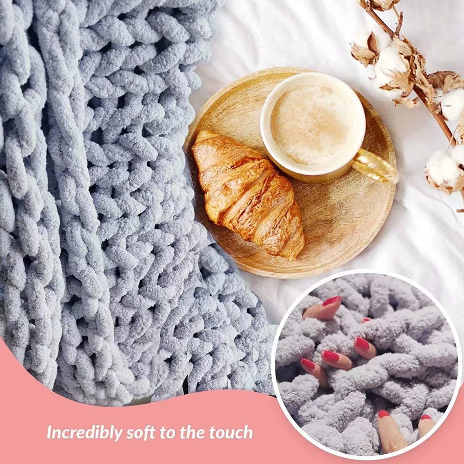Handmade Chunky Knit Blanket - Super Soft & Warm Throw Blanket for Bed, Couch, Sofa - Cozy Home Decor & Pet Blanket - Perfect for Living Room, Bedroom & Winter Nights
