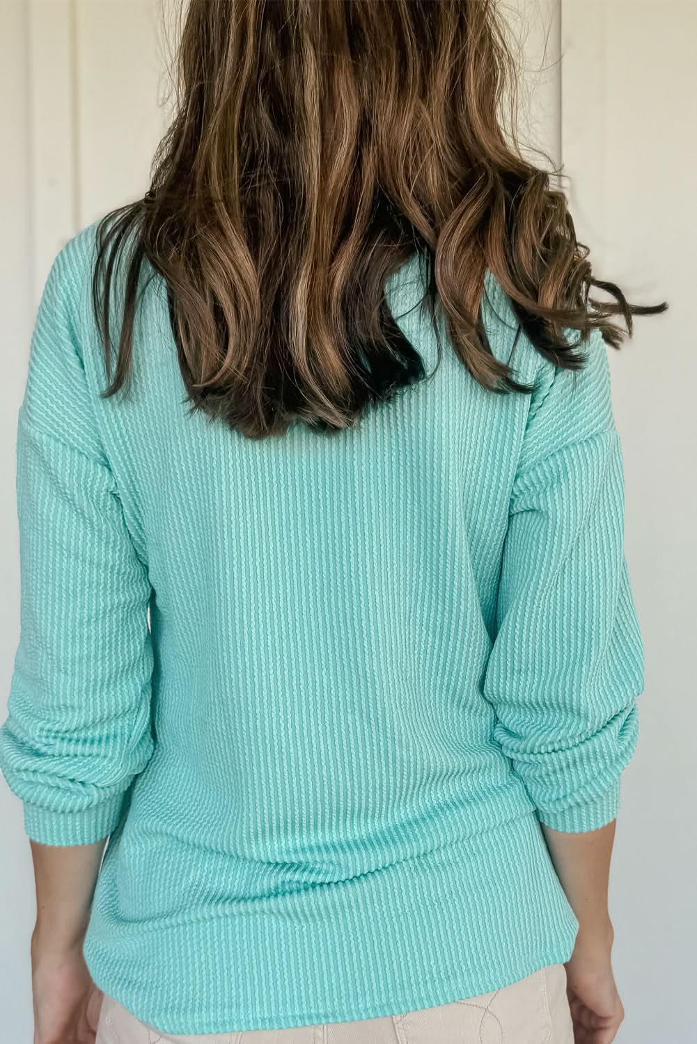Aruba Blue Cozy Knit Top - Long Sleeve Women's Sweater for Fall & Winter | Perfect for Casual Outfits, Office Wear & Date Nights