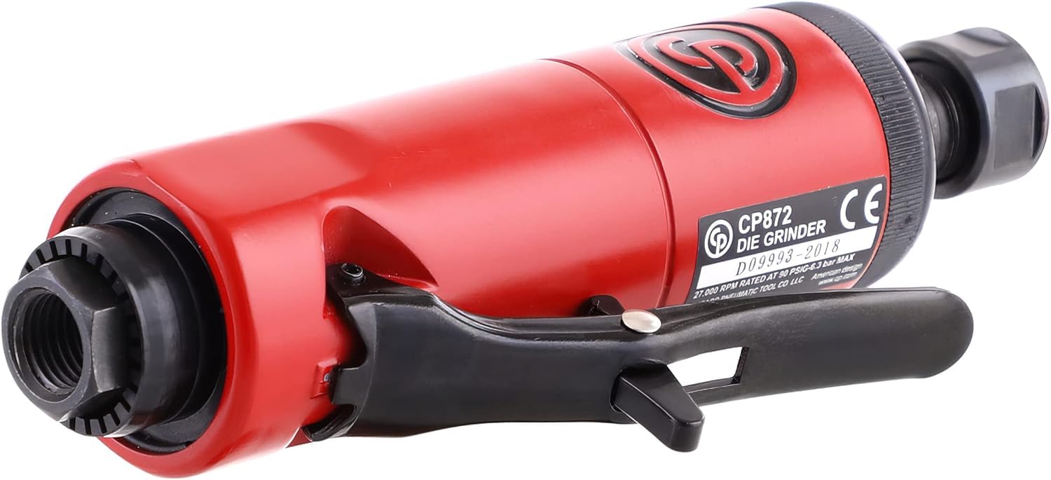 Chicago Pneumatic CP872 Heavy Duty Air Die Grinder - 1/4 Inch (6mm), 0.63HP/470W, 27000 RPM - Ideal for Welding, Woodworking, Automotive Detailing & Metal Polishing - Perfect for Professional Shops, DIY Projects & Industrial Applications