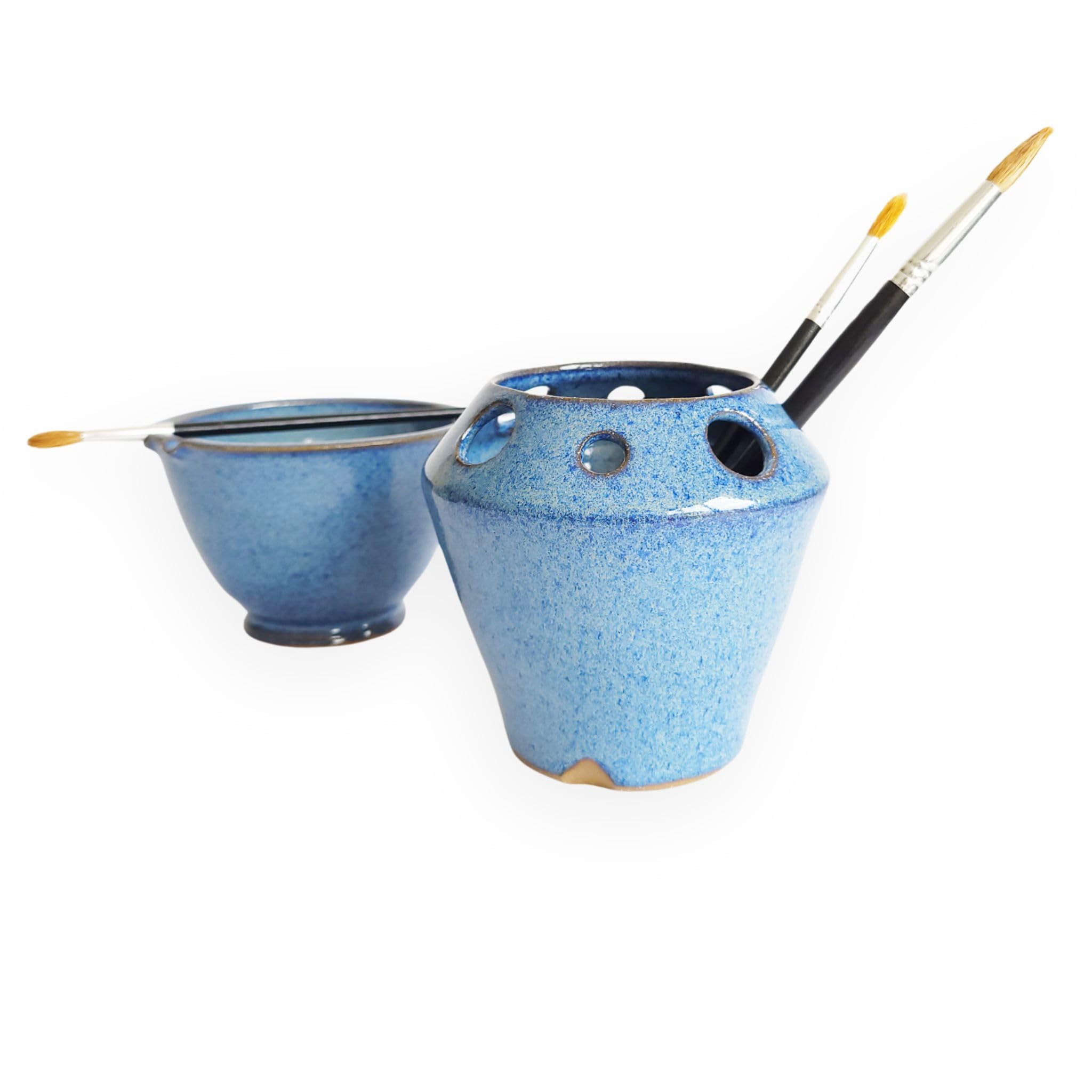 Premium 2-Piece Watercolor Painting Set with Bowl, Brush Caddy & Rest Stand - Cobalt Blue - Ideal for Artists, Students & DIY Enthusiasts - Perfect for Art Studios, Classrooms & Home Painting Projects