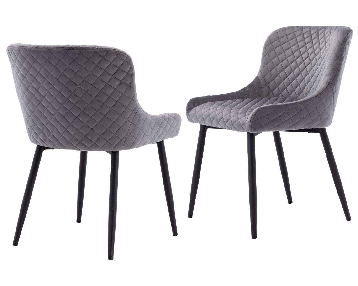 Velvet Upholstered Dining Chairs Set of 2 - Modern Mid Century Soft Back Kitchen & Living Room Chairs - Sonic Silver - Perfect for Home, Cafe & Restaurant Dining