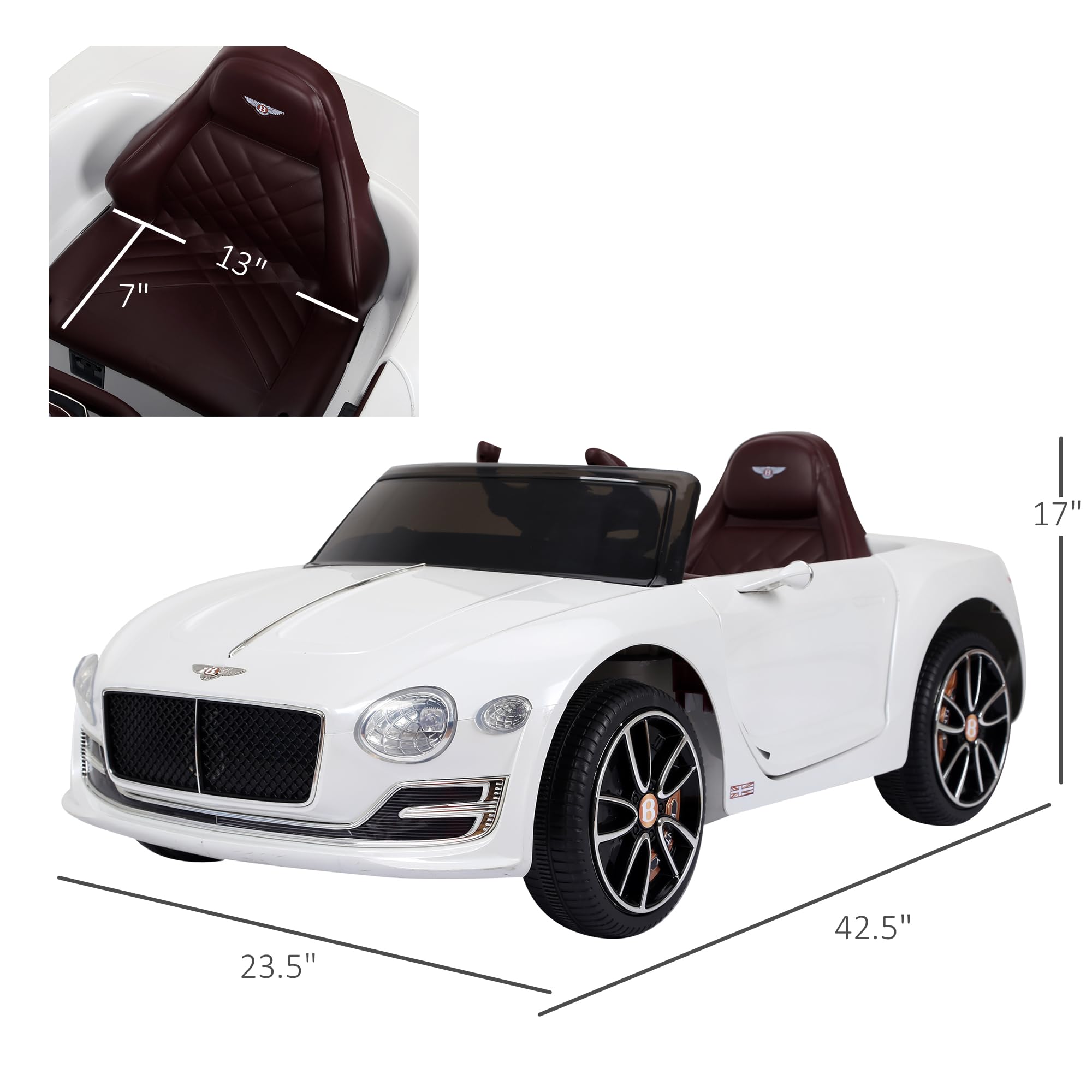 Bentley EXP12 Kids Electric Ride-On Car with Parent Remote Control - 12V Battery Powered, Butterfly Doors, MP3 Player, LED Lights & Realistic Sounds - Perfect for Birthday Gifts & Outdoor Play (White)