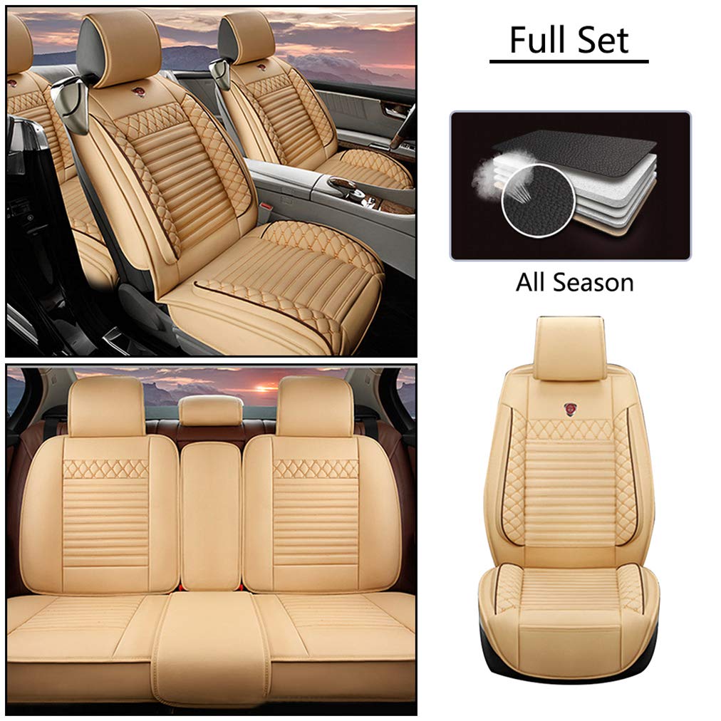 Premium All-Season Car Seat Covers for Chrysler 300 (Excluding 300 SRT8) - Breathable, Non-Slip & Airbag-Compatible Beige Cushions - Perfect for Daily Commutes & Road Trips