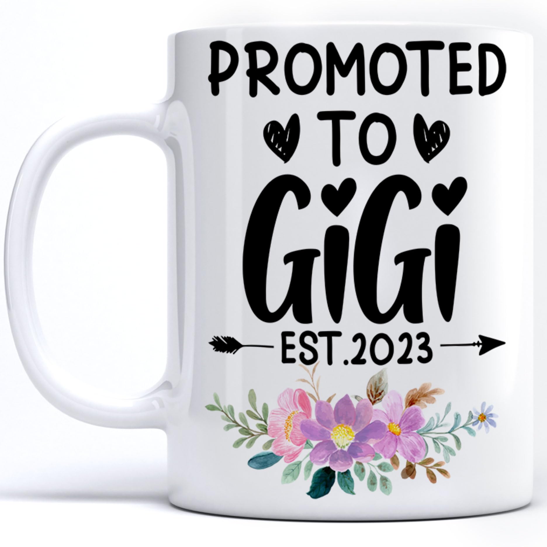 PREZZY 2023 Funny Pregnancy Announcement Coffee Mug - 11oz Ceramic Tea Cup for New Gigi, Grandkids & Grandchildren - Perfect Gift for Mother's Day, Birthday & Pregnancy Reveal - Ideal for Coffee, Tea & Celebratory Moments