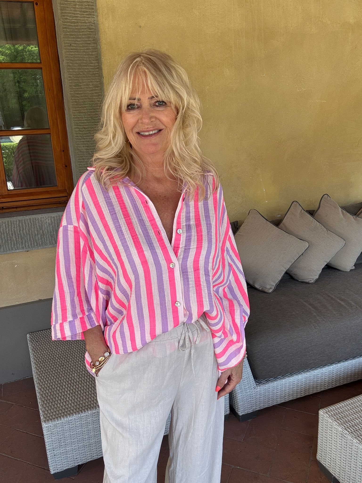 Lumi Stripe Shirt for Women - Soft Lilac Casual Blouse with Comfortable Fit - Perfect for Office, Date Night and Spring Outfits