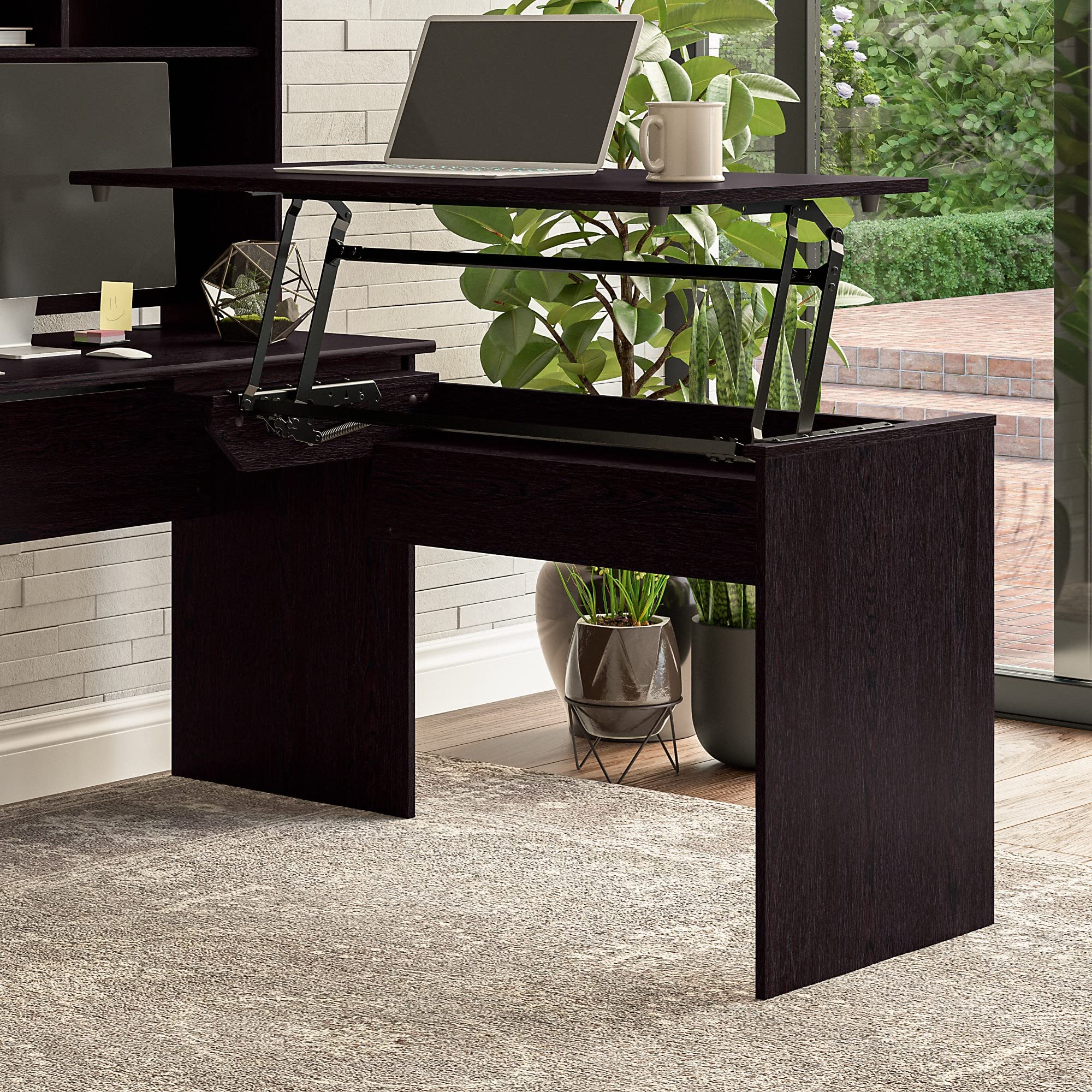 Bush Furniture Cabot 3-Position Adjustable Sit to Stand Desk Return in Espresso Oak Finish - Perfect for Home Office, Workspace & Ergonomic Standing Desk Setup