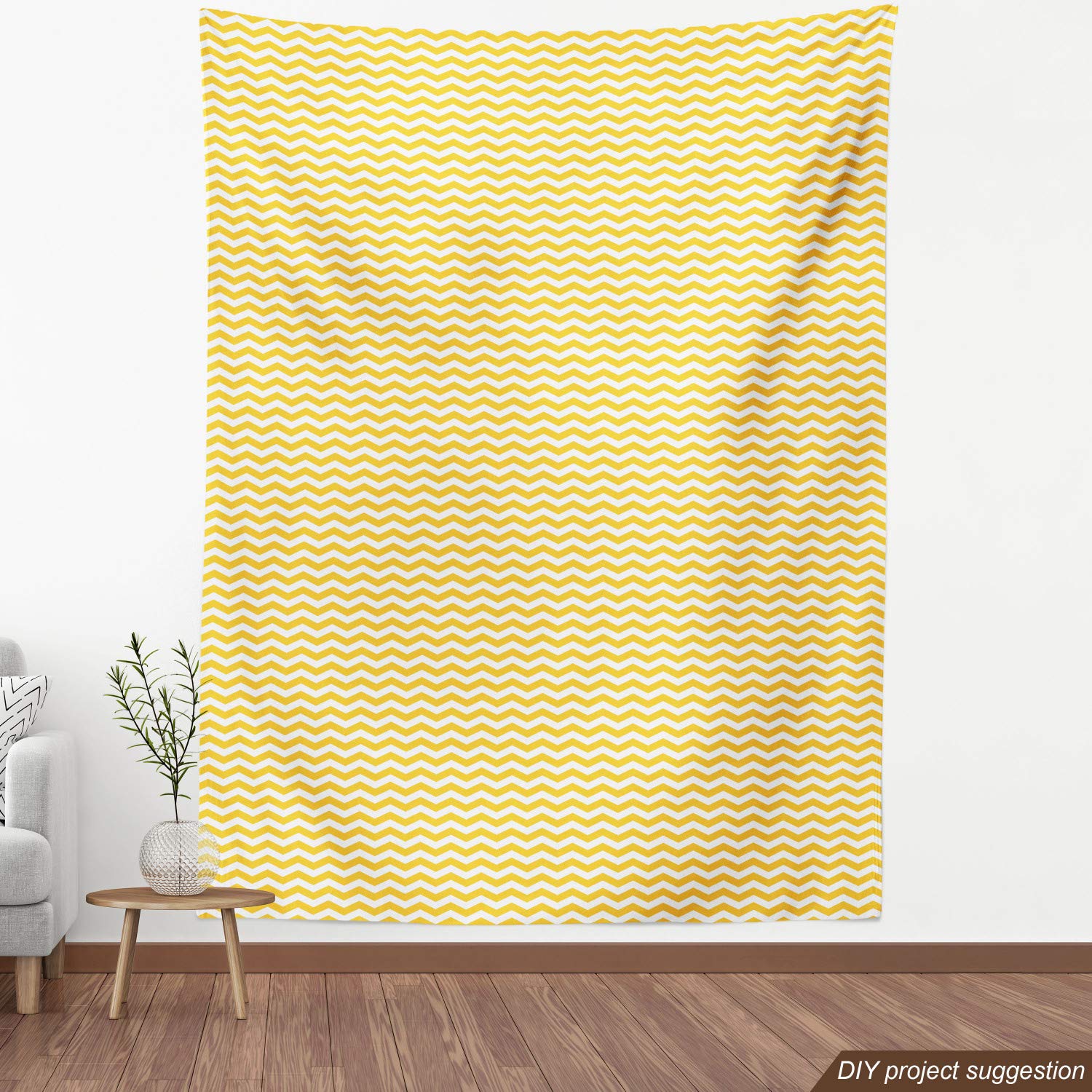 Ambesonne Yellow Chevron Fabric - Modern Zigzag Design for Upholstery & Home Decor | Summer Collection