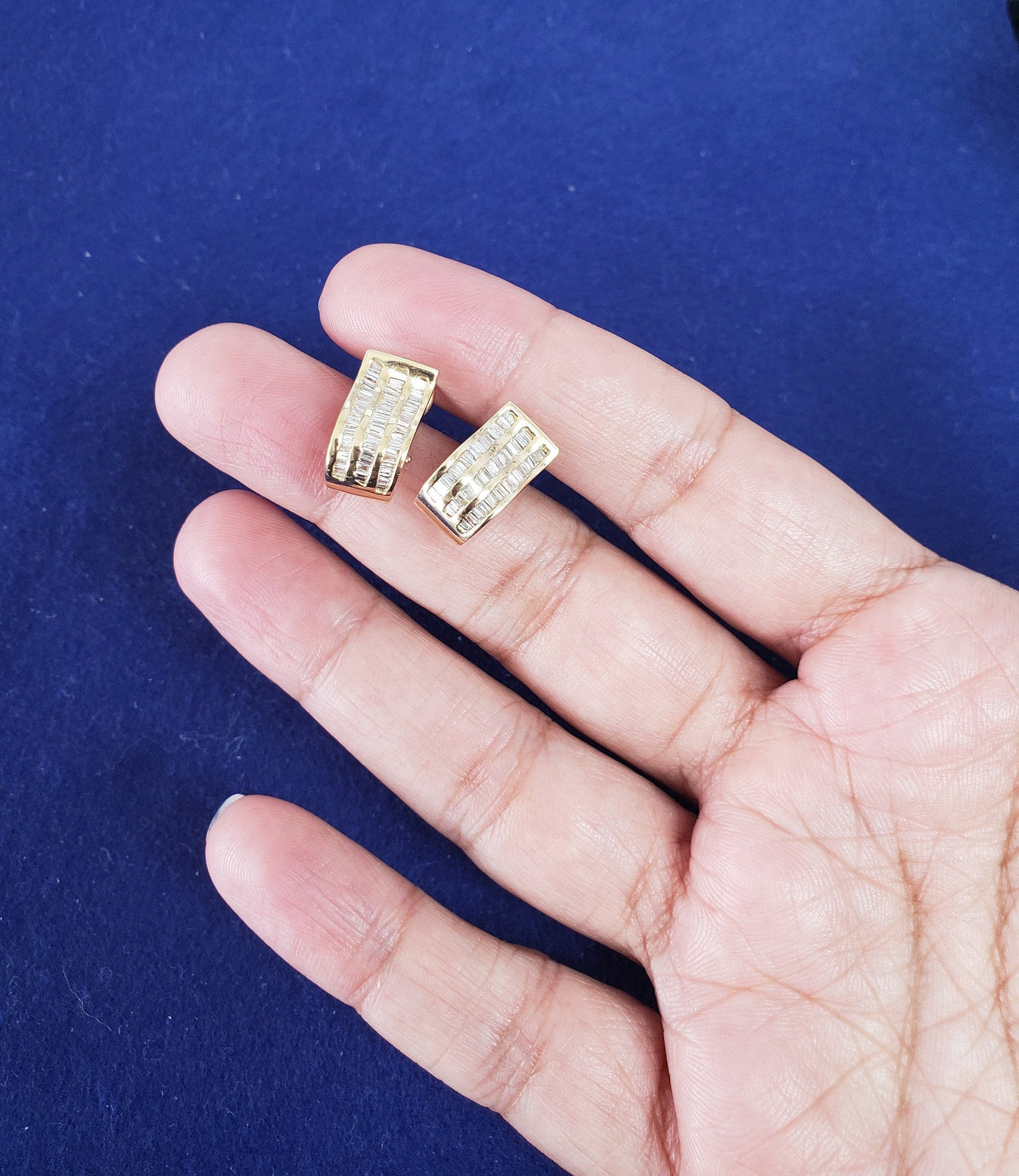 1 Carat Diamond Baguette Earrings in 14K Yellow Gold - Elegant Stud Earrings for Women, Perfect for Weddings, Anniversaries & Special Occasions