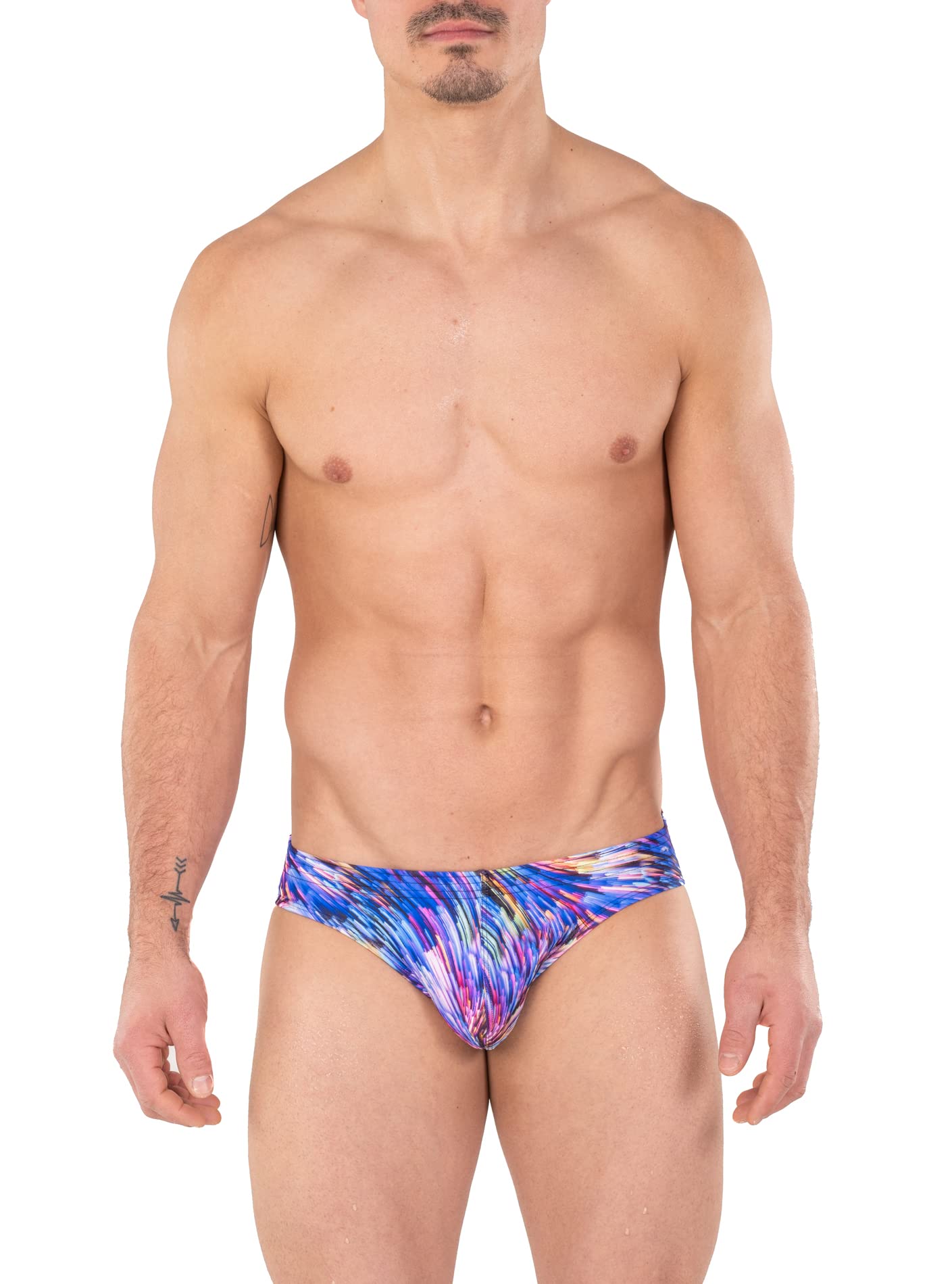 Gary Majdell Men's Printed Contour Pouch Bikini Swimwear - Quick-Dry Swim Trunks for Beach, Pool & Summer Vacations