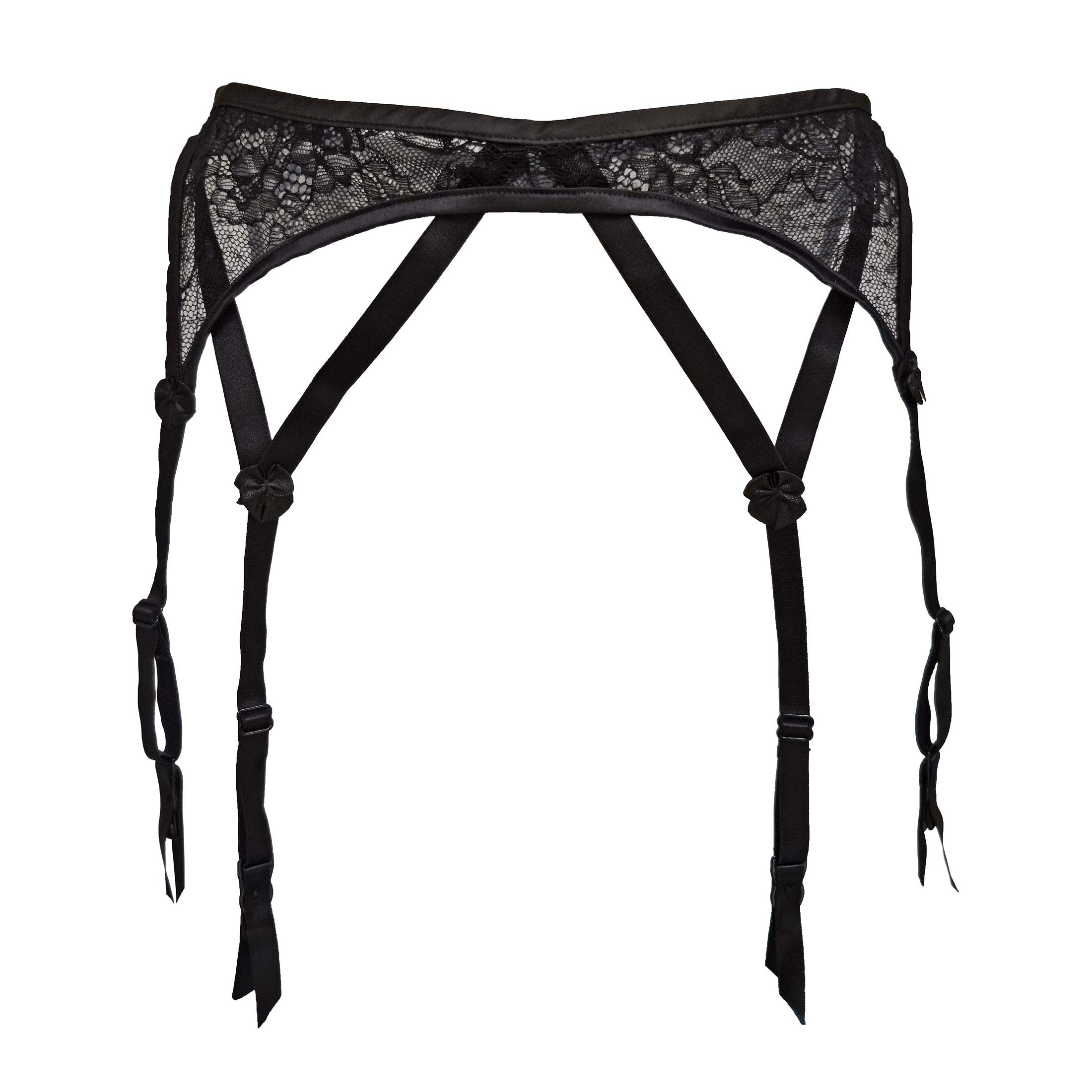 Sexy Black Lace Garter Belt for Women - 6 Adjustable Straps with Metal Buckles, Stocking Holder for Lingerie & Bridal Nightwear | Perfect for Valentine's Day, Boudoir Photography and Special Occasions