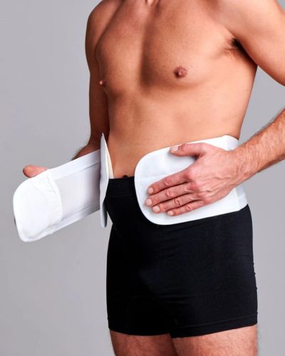 CUI Unisex Anti Roll Mesh Ostomy Hernia Support Belt - 15cm/6inch, XL White (No Opening) - Post-Surgery Recovery & Active Lifestyle Support