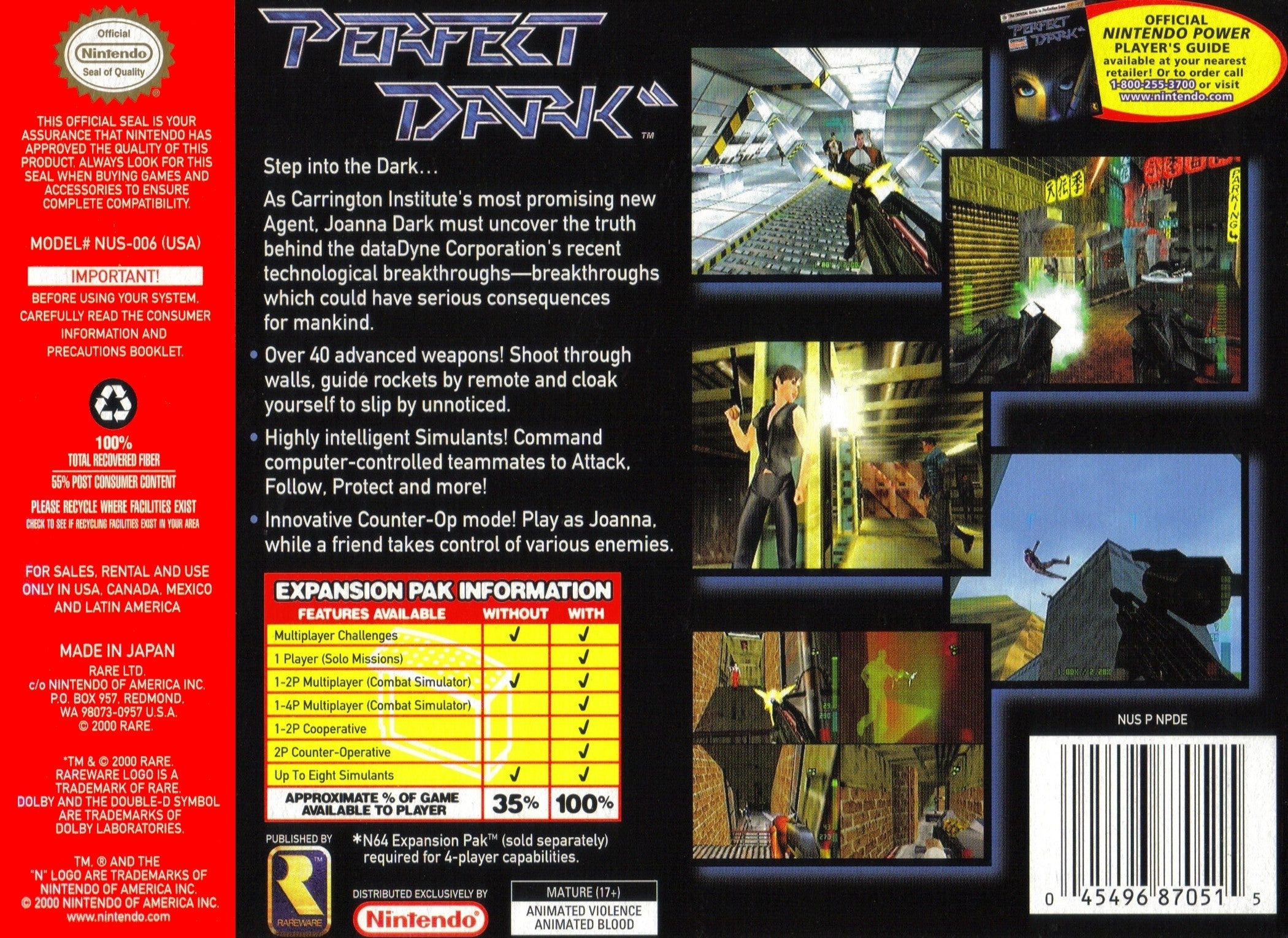 Used Perfect Dark N64 Video Game - Classic First-Person Shooter for Nintendo 64 - Perfect for Retro Gaming Collectors & Nostalgic Players