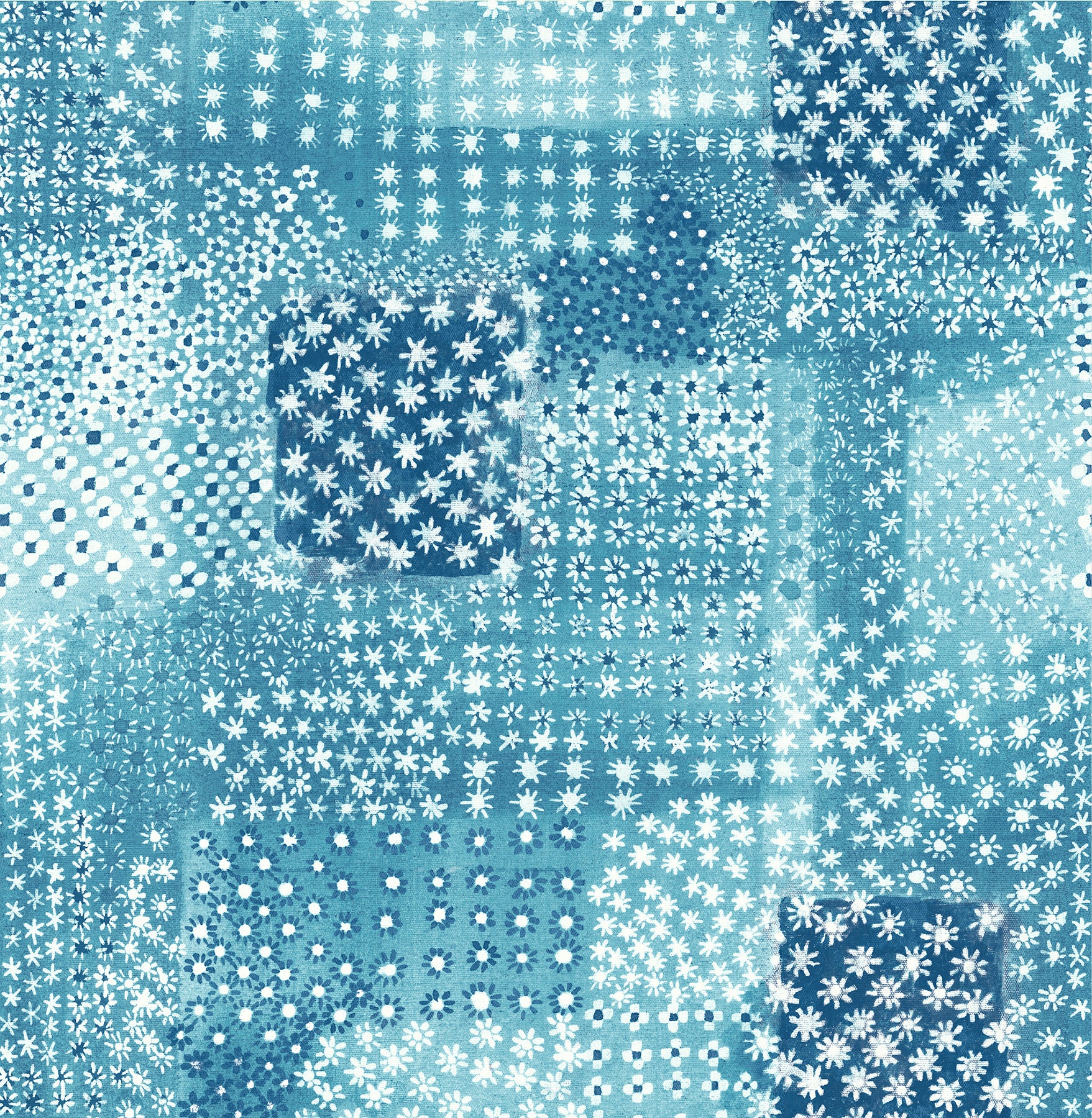 Kismet Indigo Flower Power Patchwork Wallpaper - Boho Chic Floral Design for Living Room & Bedroom Decor | A Street Prints