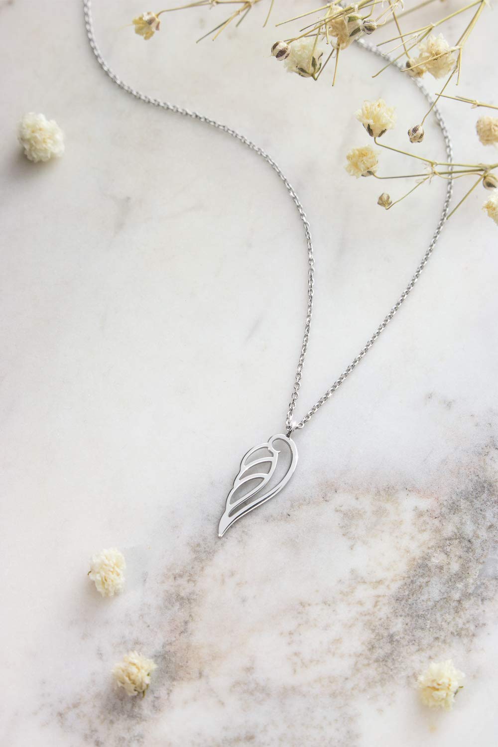 9K 14K 18K Solid Gold Angel Wing Pendant Necklace - Tiny White Gold Charm for Women - Perfect Gift for Daughter, Birthday, Anniversary - Elegant Jewelry for Everyday Wear & Special Occasions