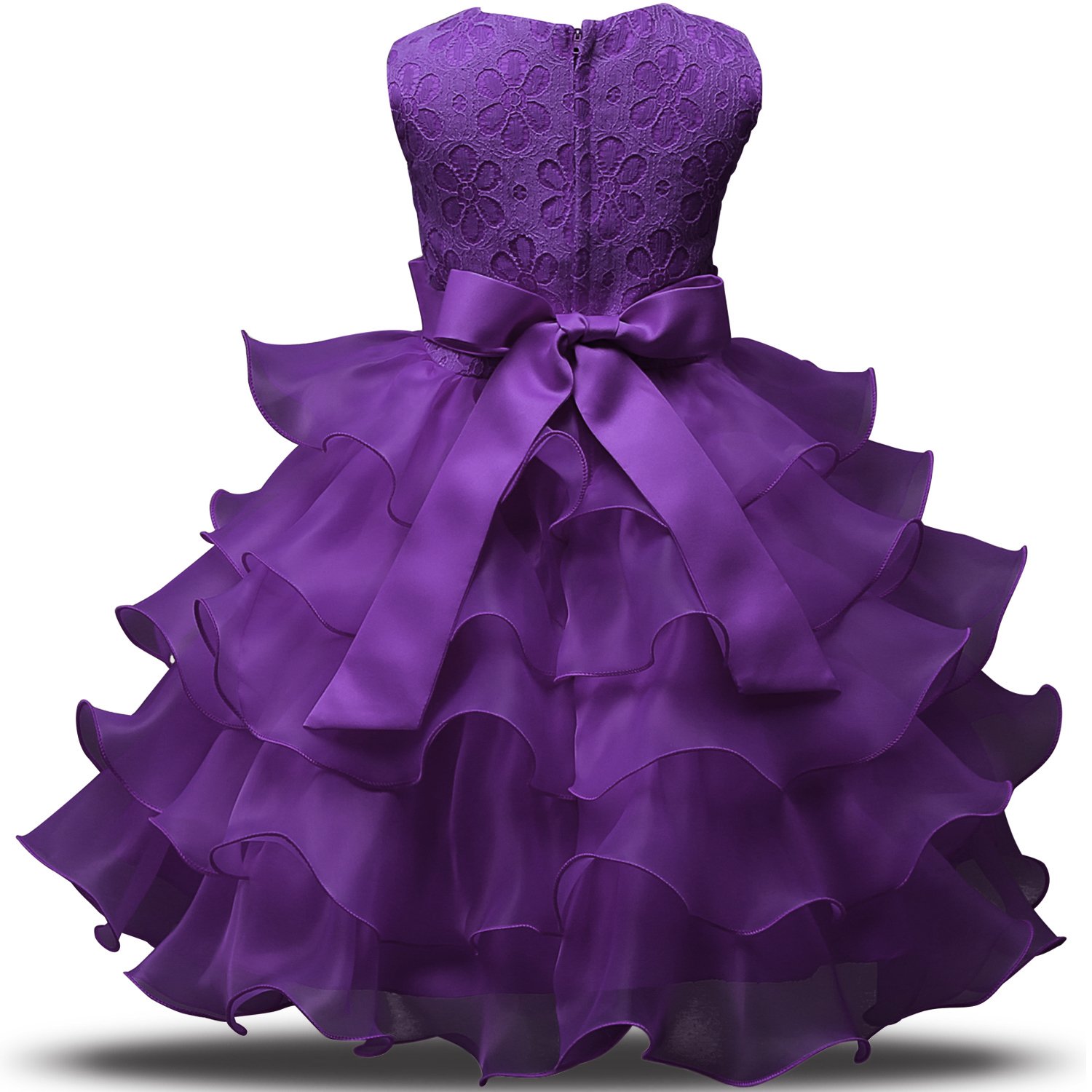 NNJXD Girls' Ruffled Lace Party Dress for Weddings & Special Occasions - Elegant Flower Girl Dress for Birthday Parties, Pageants & Formal Events