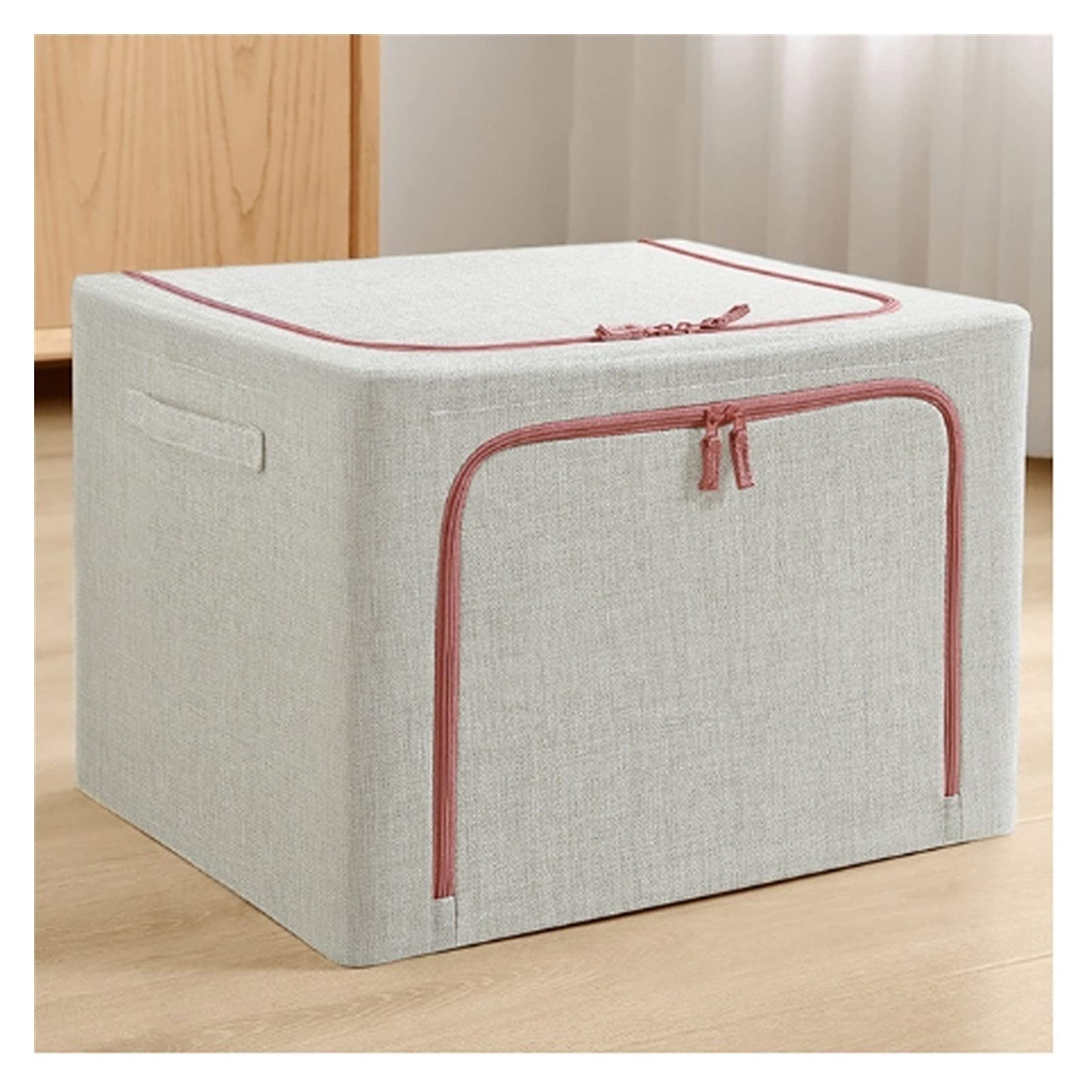 Foldable Fabric Storage Box - 88L Laundry Organizer for Clothes, Wardrobe & Cabinet - Khaki Closet & Trunk Organizer for Home, Bedroom & Travel Storage Solutions