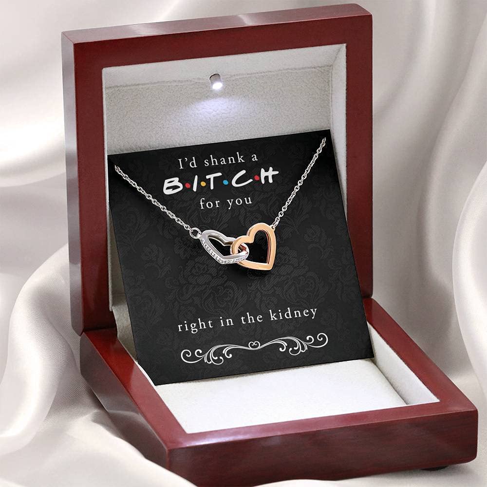 Handmade Message Card Necklace - Funny 'Shank a Bitch' Best Friend Gift for Christmas, Birthday, Sister | Unique Jewelry for Women, Friendship Day & Special Occasions