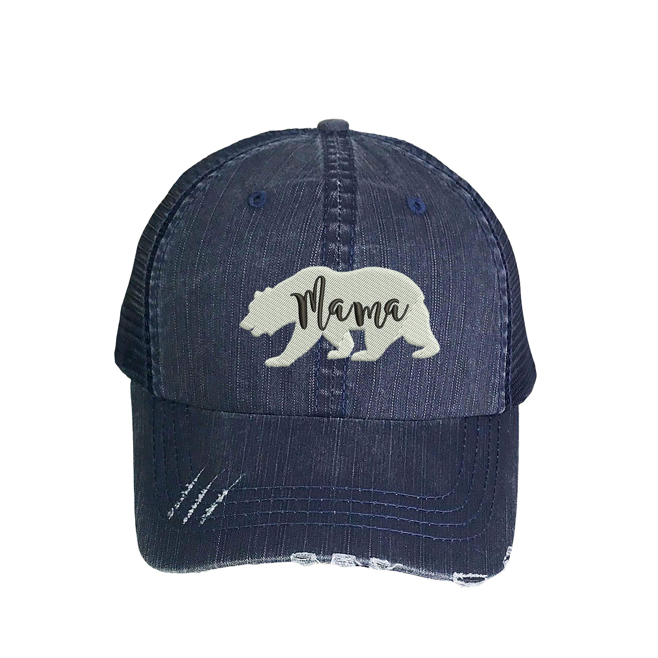 Vintage Mama Bear Distressed Trucker Hat - Embroidered Baseball Cap for Women & Men | Perfect for Outdoor Activities, Road Trips, and Casual Fashion