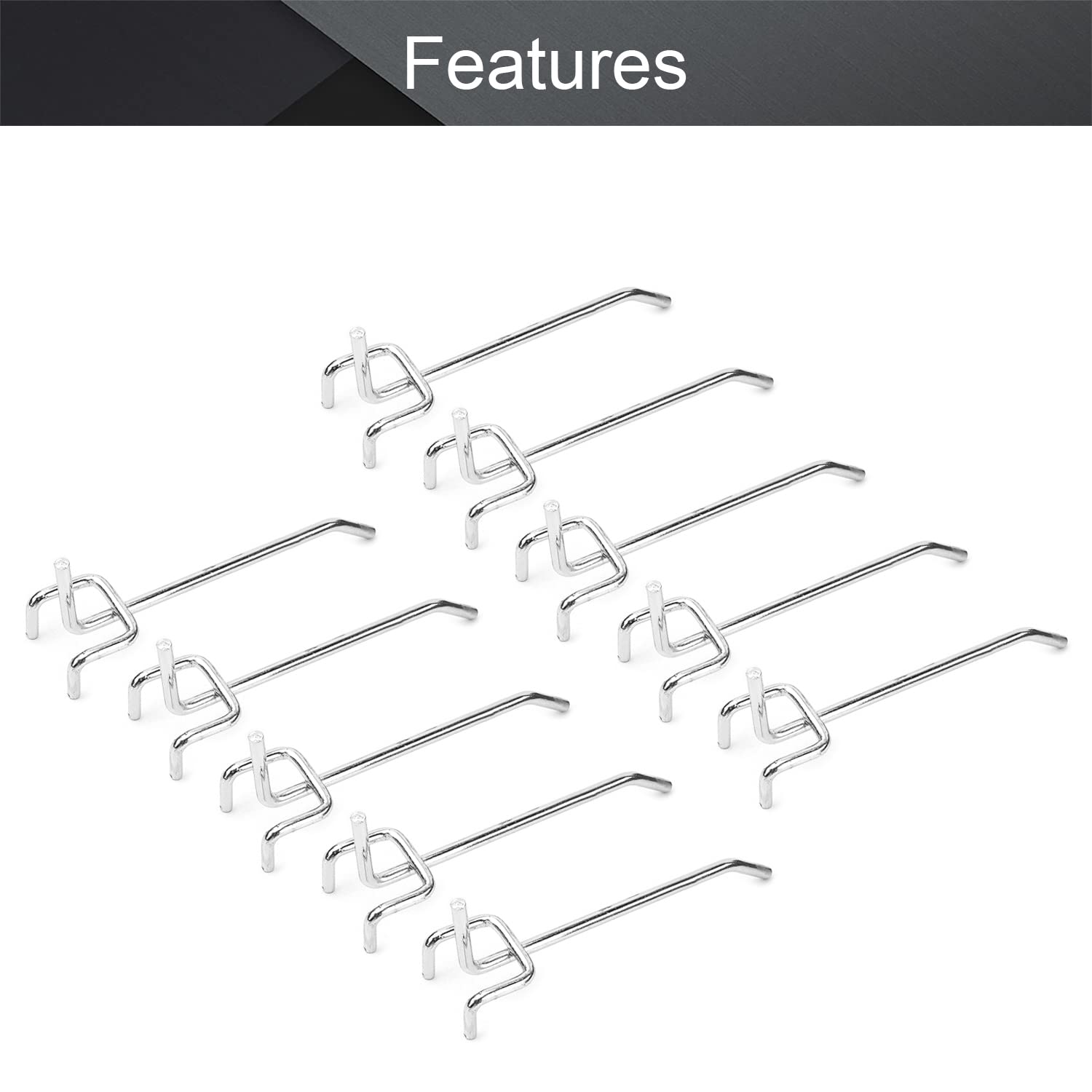 MroMax Pegboard Hooks 10Pcs - Silver Grid Wall Hooks for Supermarket Display, Retail Shelving & Garage Organization - Durable Metal Pegboard Hooks for Home, Office & Store Storage Solutions