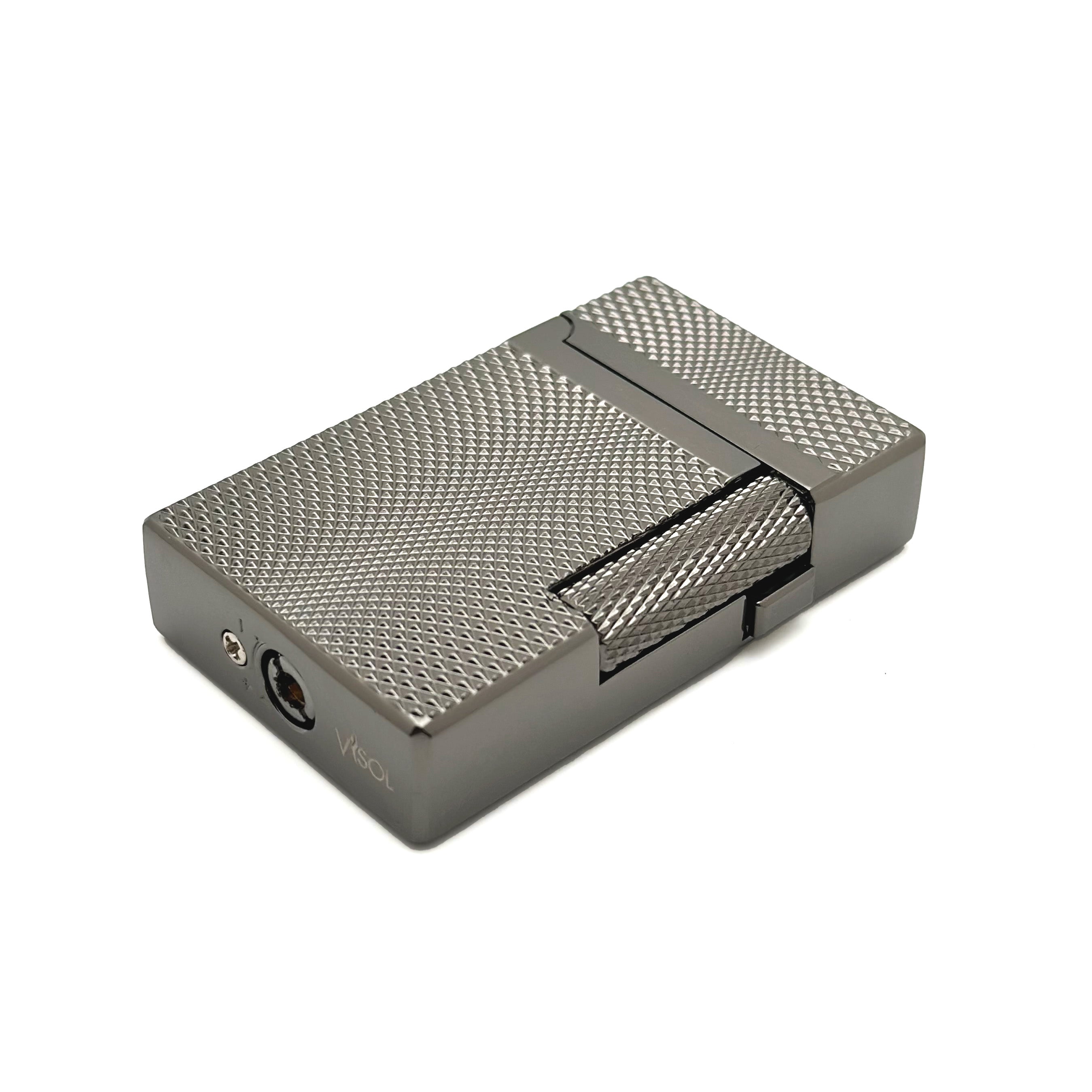 Visol Hubbard Barley Soft Flame & Torch Flame Flint Lighter - Gunmetal Finish | Windproof & Refillable | Perfect for Cigars, Candles & Outdoor Use