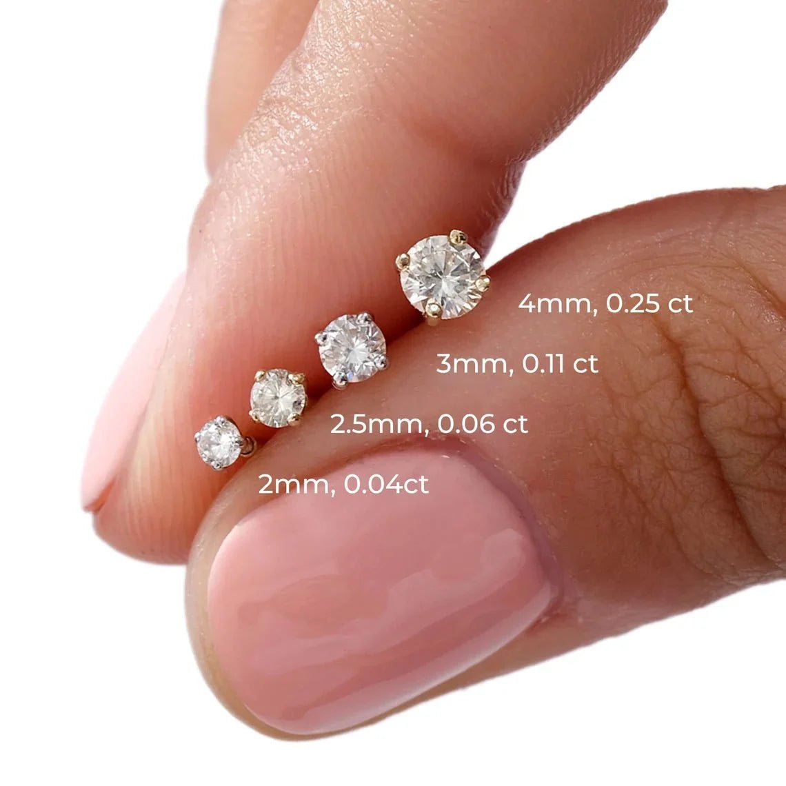 14K White Gold Diamond Threaded Flat Back Stud Earrings for Women - Perfect for Everyday Wear, Parties & Special Occasions