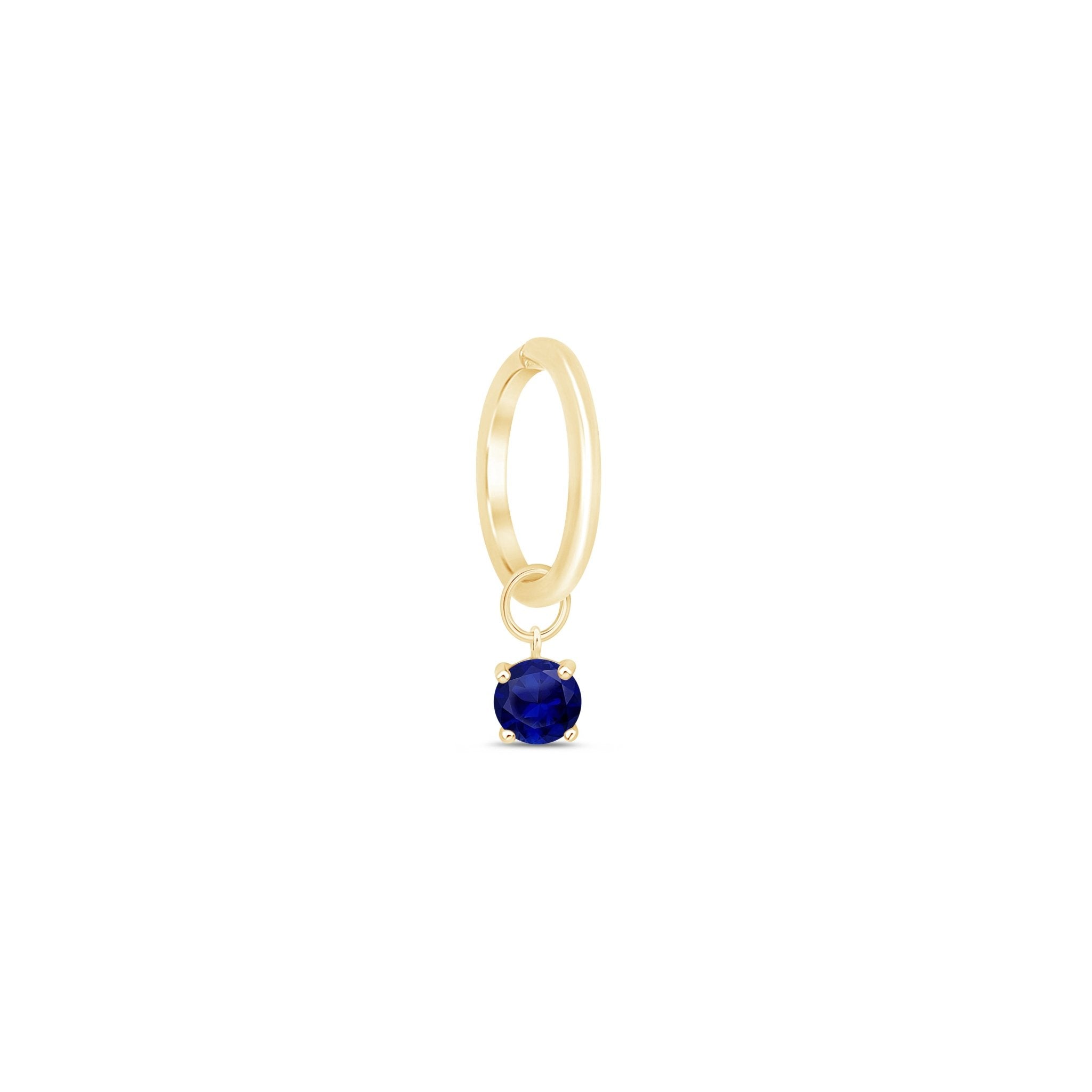 14k Yellow Gold Sapphire Charm Hoop Earrings - Prong Set Gemstone Jewelry for Women, Perfect for Weddings, Parties & Everyday Wear