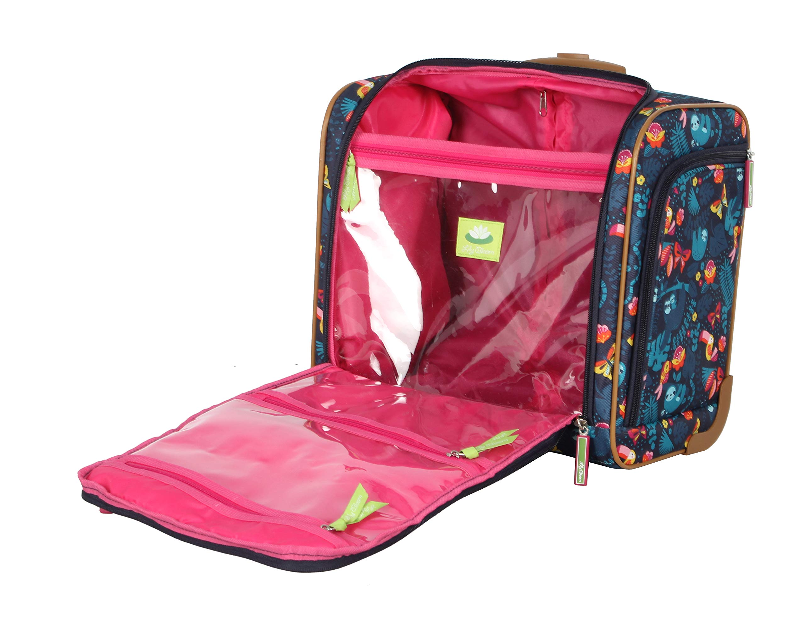 Lily Bloom Designer 15 Inch Carry On Lightweight Rolling Suitcase - Weekender Overnight Business Travel Luggage for Women with 2 Wheels, Fits Under Airplane Seat (Sloth to Me) - Perfect for Weekend Getaways, Business Trips & Air Travel