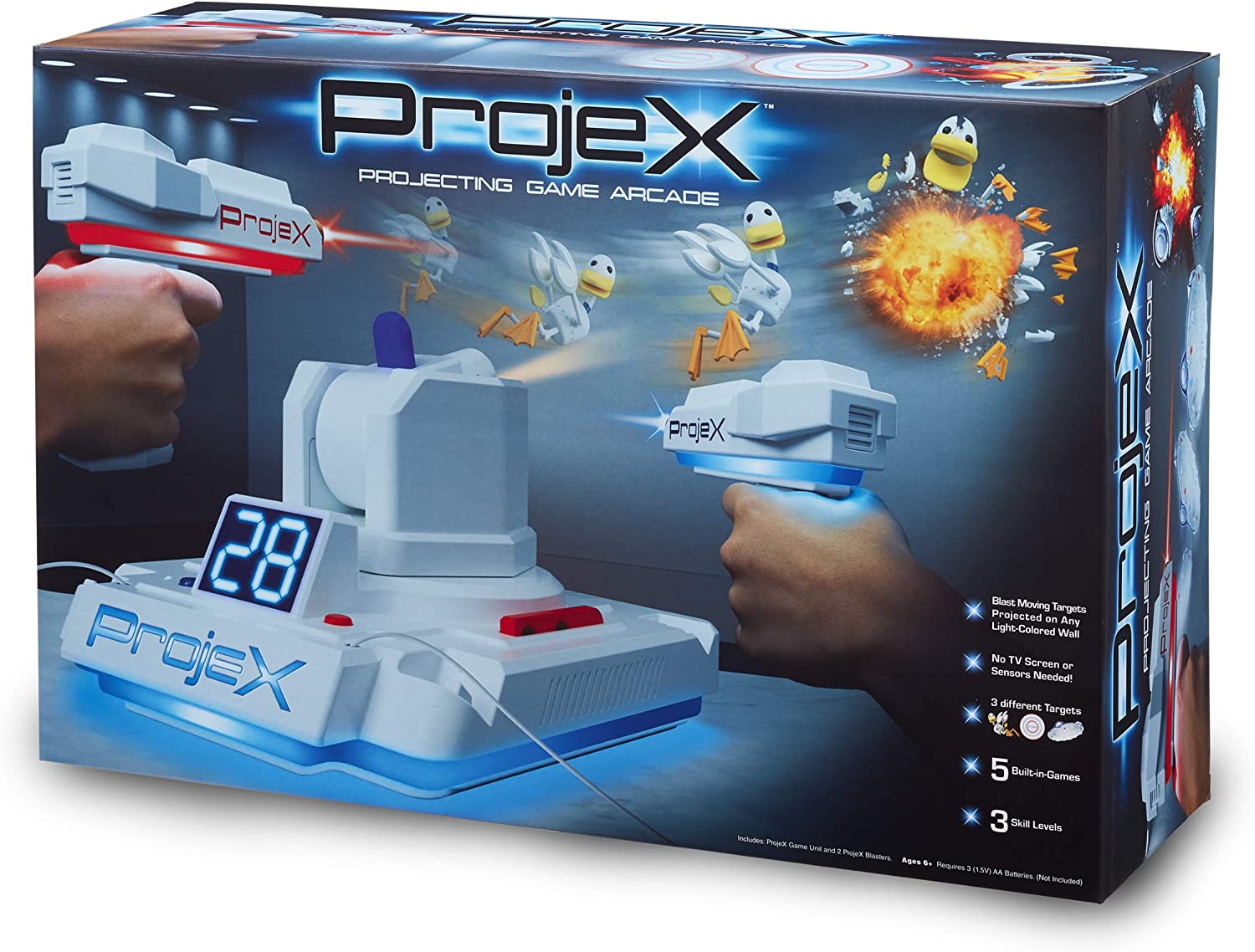 NSI PROJEX Image Projecting Arcade Game - Laser Shooter with 2 Guns & 3 Animations | Solo, Co-op or Head-to-Head Multiplayer | Fun Interactive Game for Kids Ages 6+ | Perfect for Birthday Parties & Family Game Nights