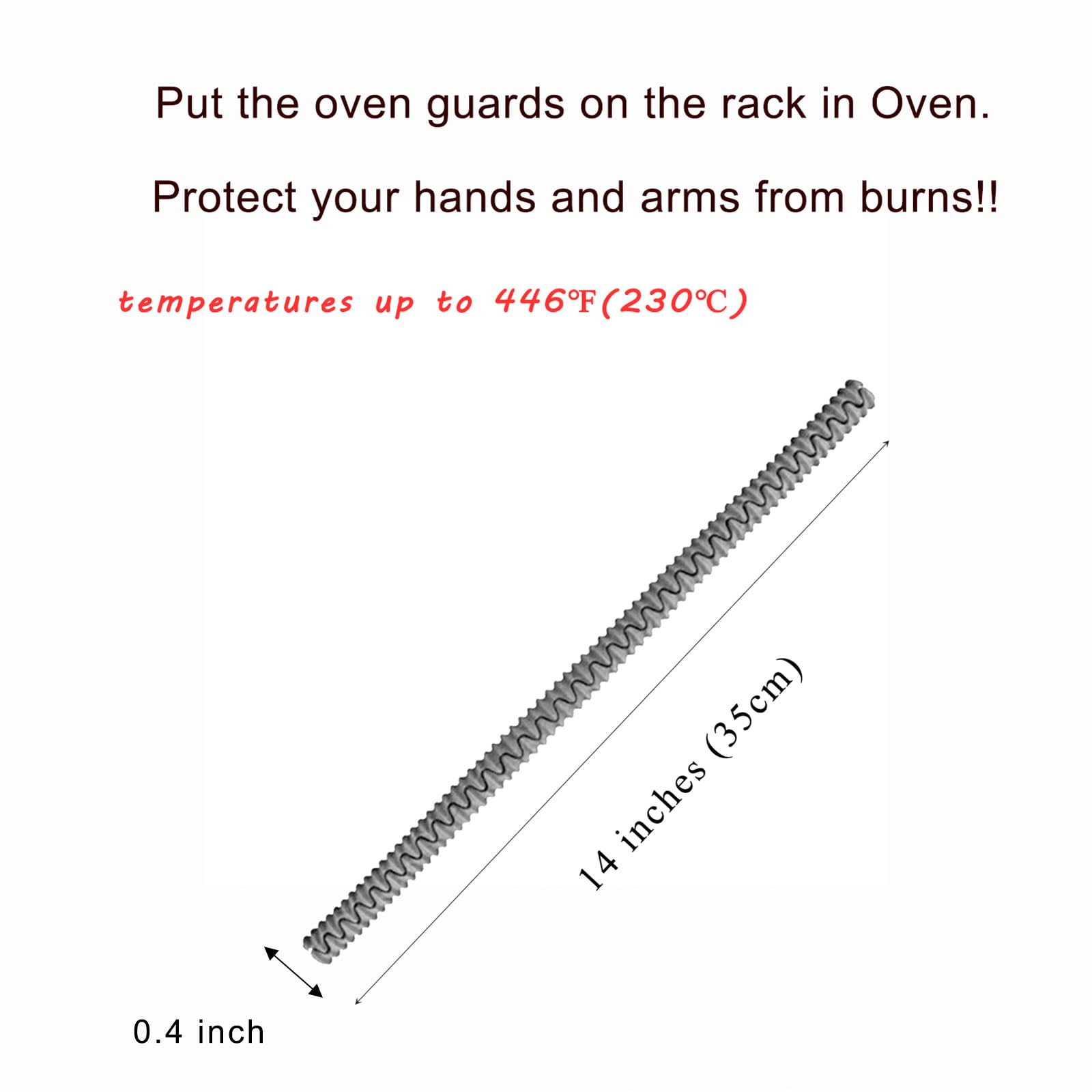 Heat Resistant Silicone Oven Rack Guards (4 Pack) - 14 Inch Long Oven Rack Edge Protector Covers - Prevent Hand & Arm Burns - Gray - Perfect for Baking, Roasting & Grilling Safely