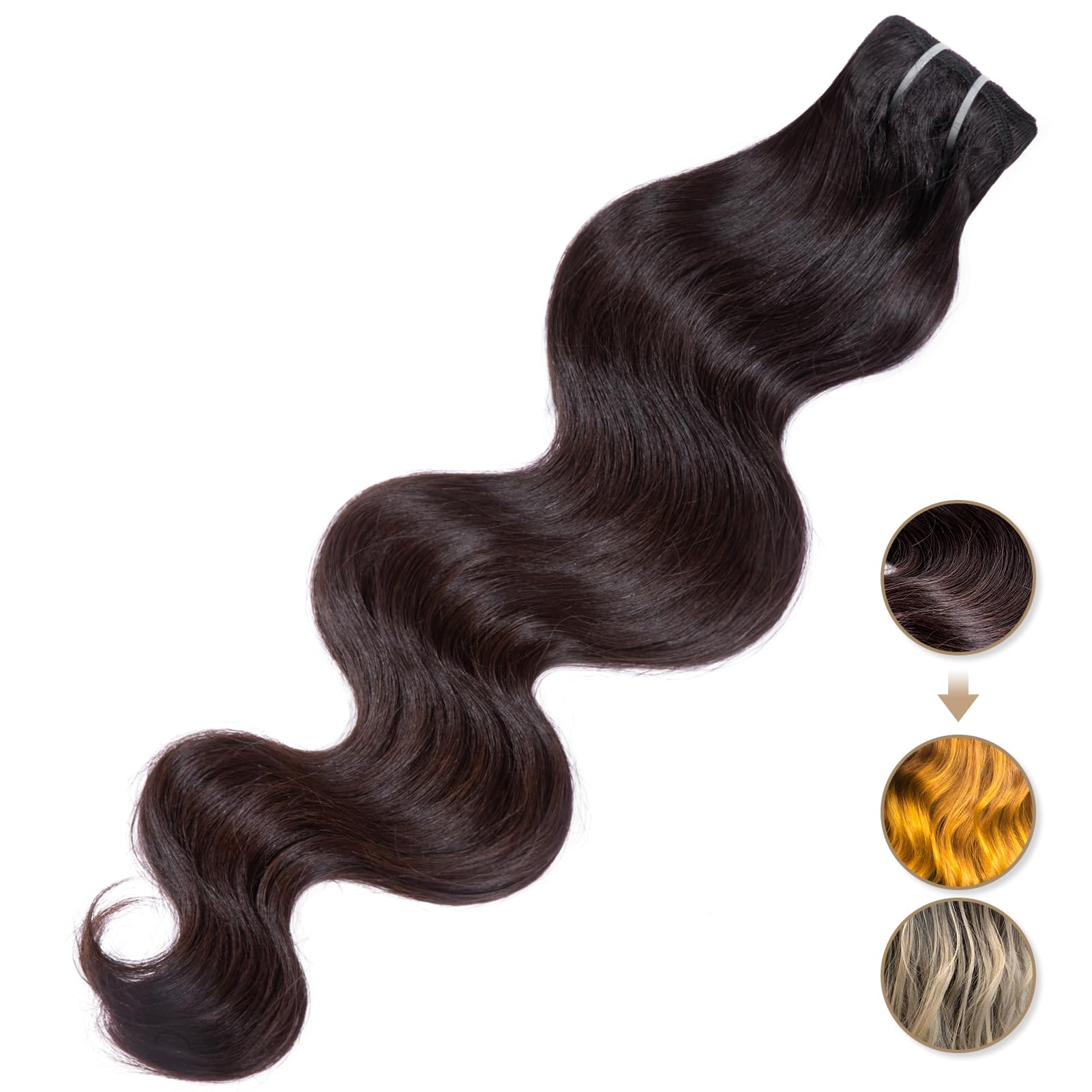 Raw Body Wave Human Hair Bundles 18 Inches - Unprocessed Virgin Hair, Dark Brown & Bleachable 613, Single Donor, 5 Years Lasting - Perfect for Sew-Ins, Wigs & Natural Hairstyles