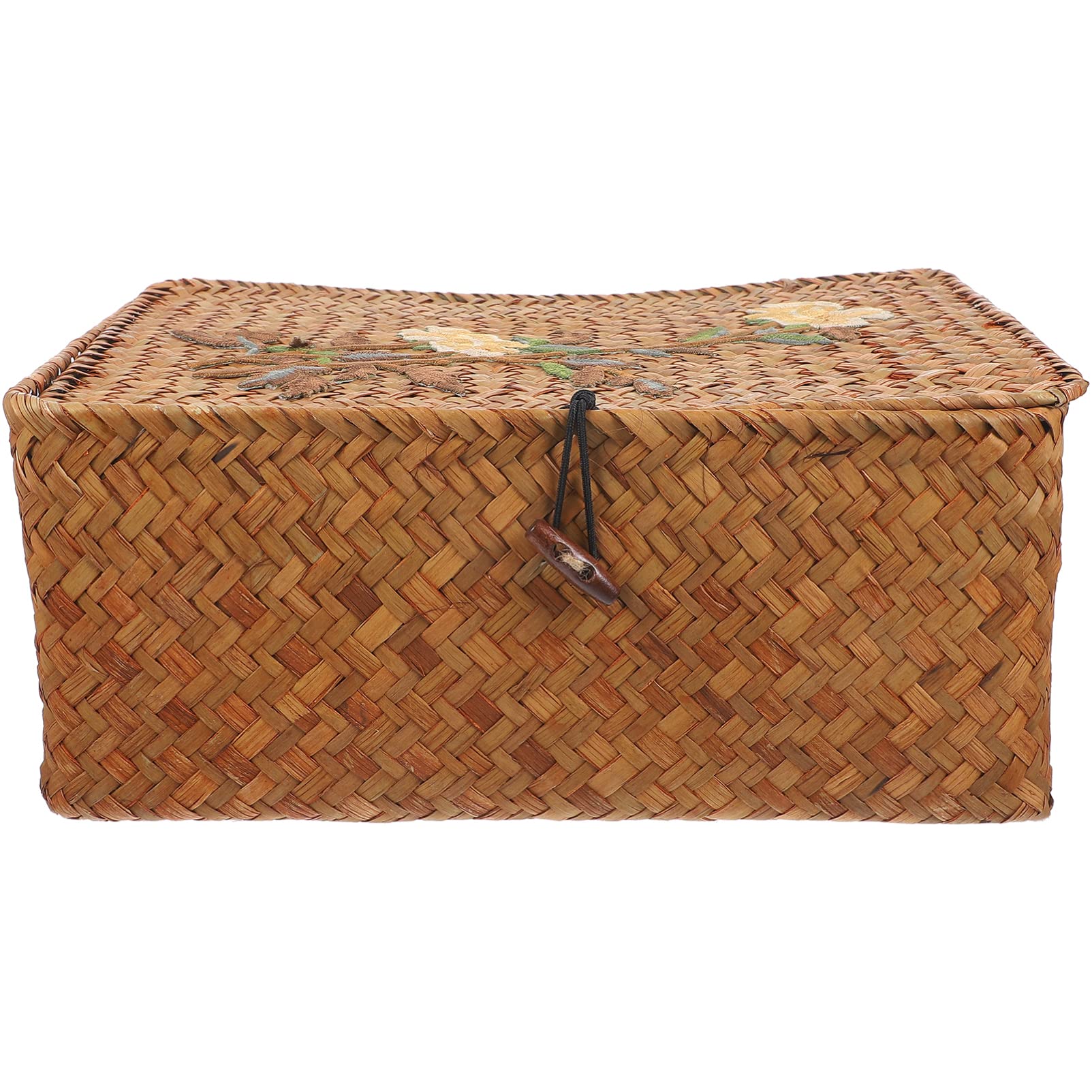 Yardwe Willow Woven Basket - Vintage Style Lidded Storage Organizer Box for Magazines, Books & Office Supplies | Perfect for Home Office, Living Room & Bedroom Organization
