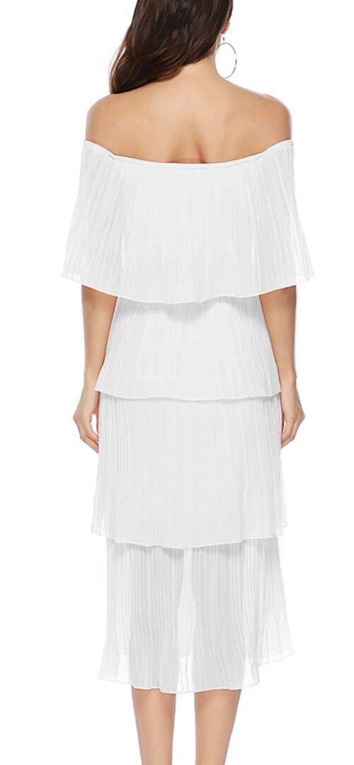ETCYY Women's Off Shoulder Ruffled Chiffon Maxi Dress - Elegant Summer Wedding Guest, Beach Party & Casual Loose Fit Long Dress for Women | Perfect for Bridal Shower, Vacation & Special Occasions