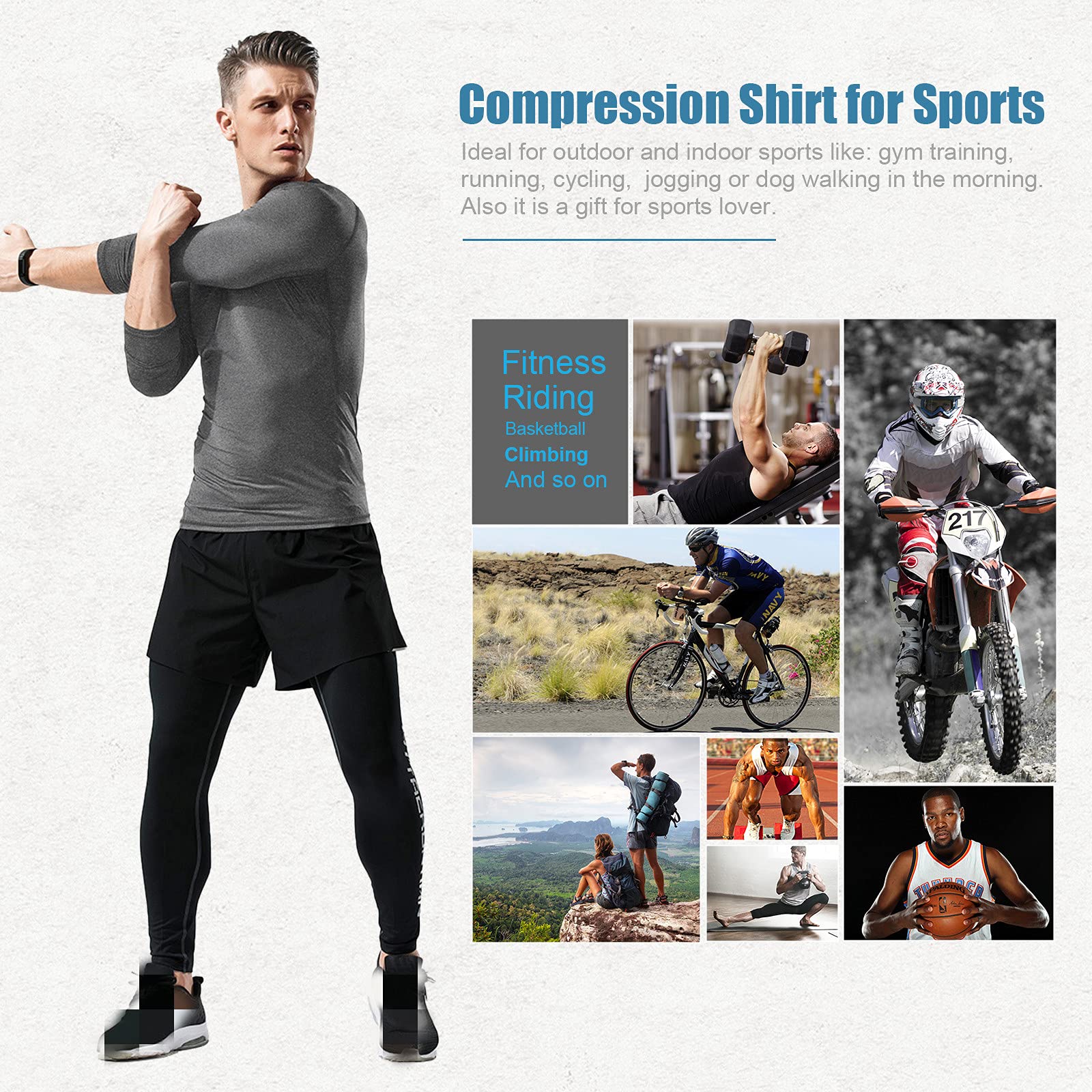 Men's Compression Long Sleeve Workout Shirt - Moisture Wicking Athletic Top for Running, Gym & Training - Performance Baselayer for Men