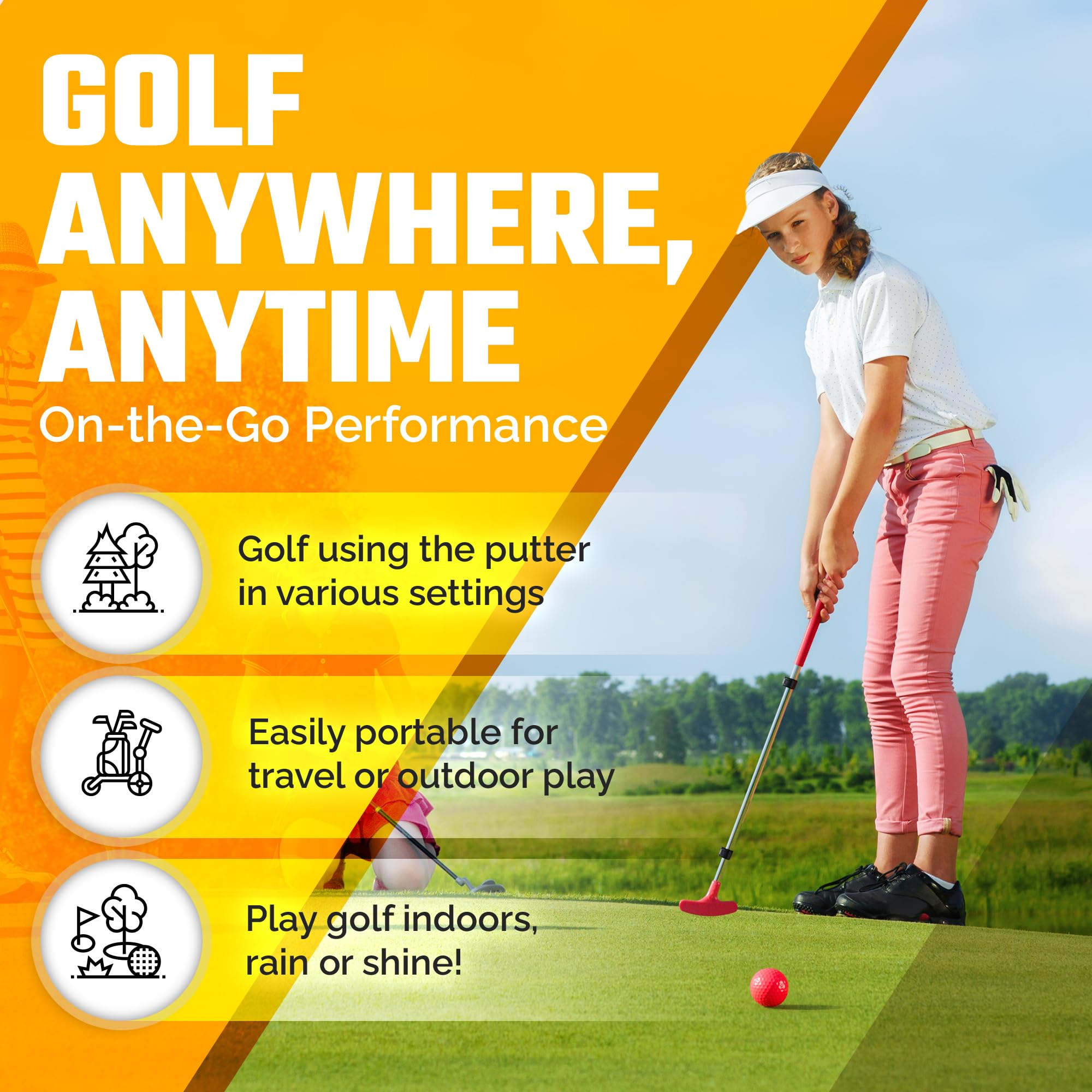 Adjustable Kids Golf Putter - Extendable Shaft for Junior Mini Golf (Right & Left Hand) | Perfect for Backyard Practice, Indoor Putting & Family Fun