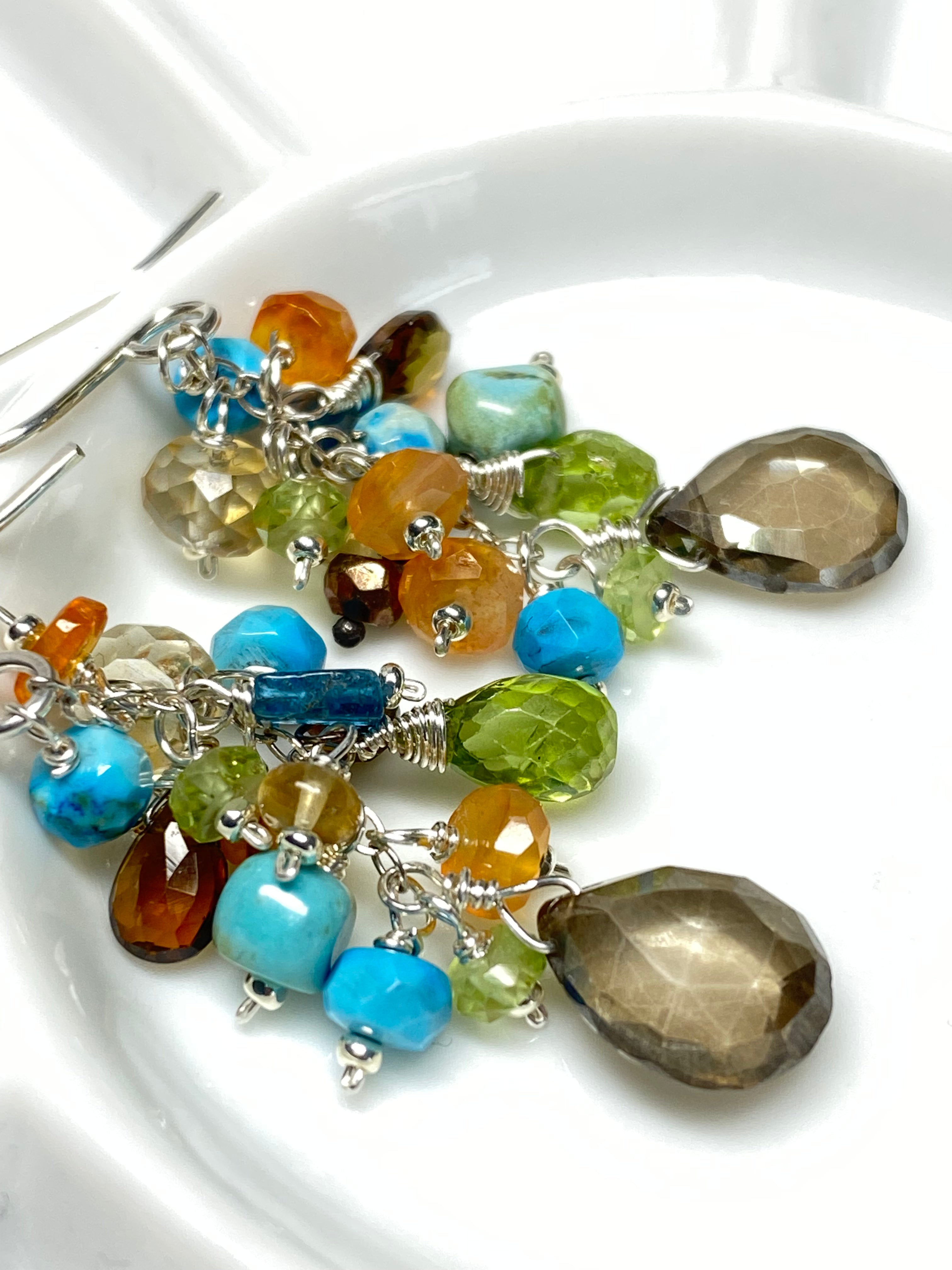 Turquoise Carnelian Gemstone Dangle Earrings for Women - Boho Chic Handmade Jewelry for Party, Wedding & Everyday Wear