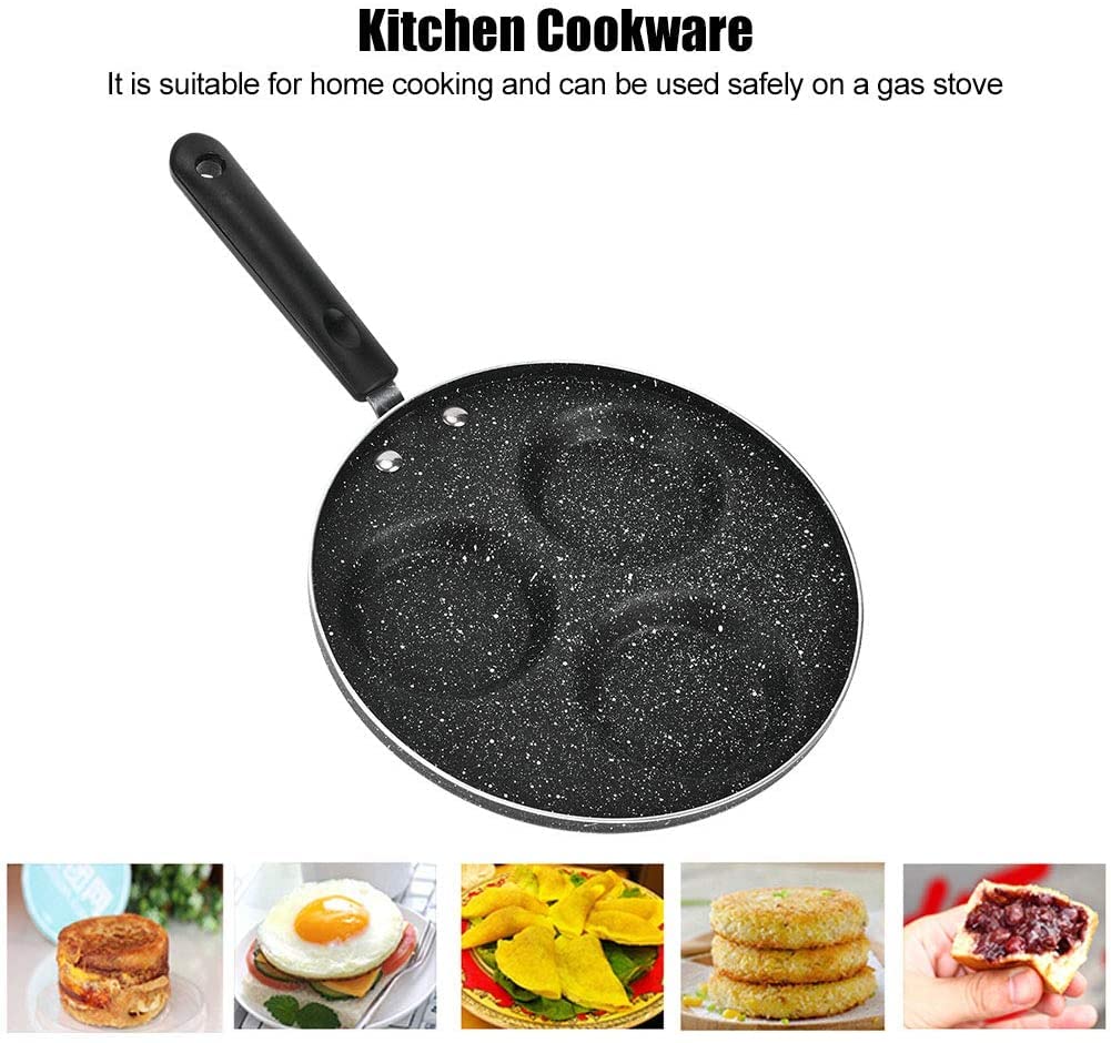 Nonstick 3-Hole Egg Frying Pan - Round Omelet Burger Pancake Pan with Non-Stick Coating | Perfect for Home Kitchen, Breakfast Cooking & Camping Trips | Durable Cookware for Eggs, Pancakes & Sandwiches