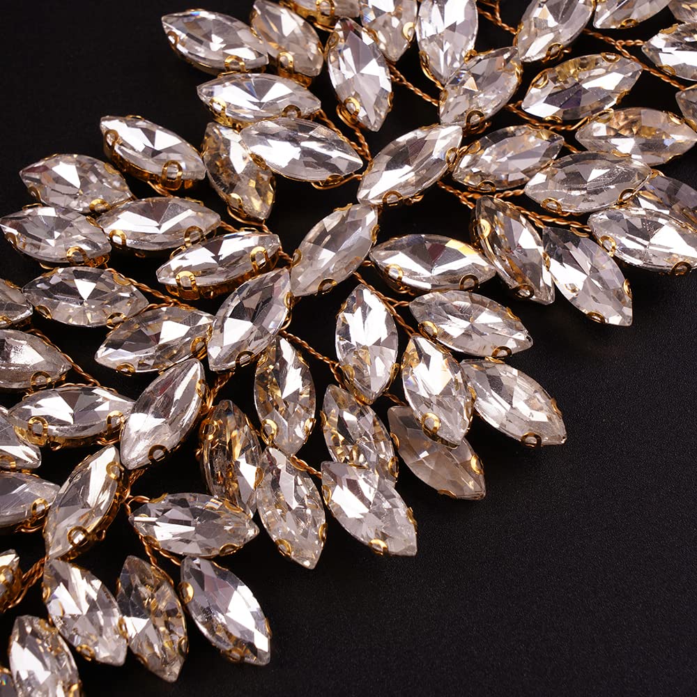 JWICOS Gold Crystal Bridal Headband - Wedding Hair Vine Headpiece for Bride, Women & Girls - Perfect for Weddings, Prom, Parties & Special Occasions