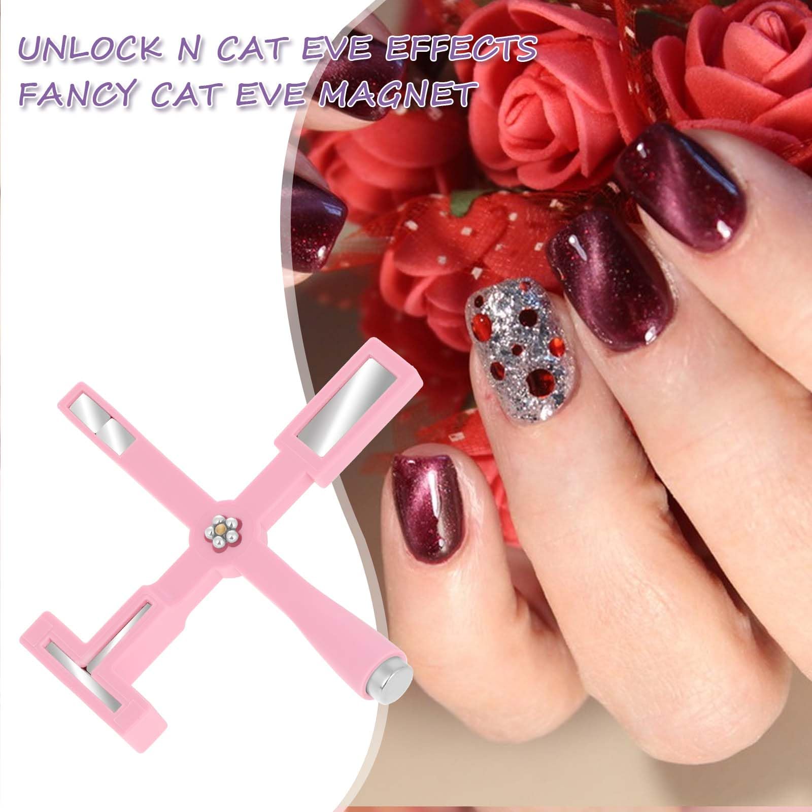 5-in-1 Multi-Function Nail Art Magnet Tool - Cat Eye Nail Design Magnet for Salon & Home Manicure | Professional DIY Nail Art Accessories for Stunning Gel Polish Effects (Pink) | Perfect for Nail Salons, Home Manicures & Creative Nail Art Designs