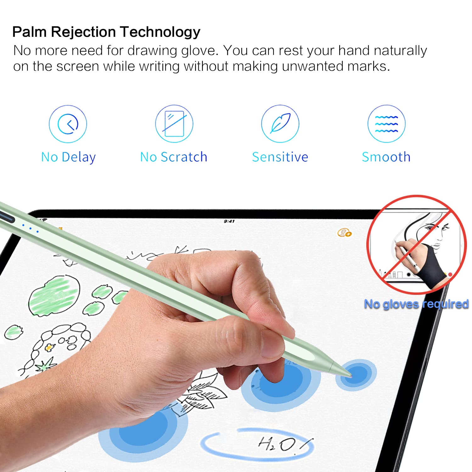 Premium Stylus Pen for iPad (10th/9th/8th/7th/6th Gen) & iPad Pro 12.9/11/13-inch M4 - Fast Charging Apple Pencil Alternative for iPad Air 3/4/5/M2 & iPad Mini 5/6 (2018-2024 Models) - Green - Perfect for Drawing, Note-Taking & Digital Art