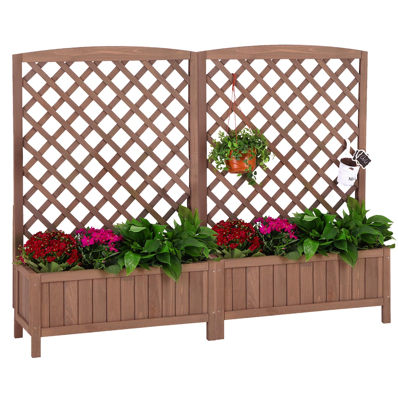 **Aivituvin Large Raised Garden Bed with Trellis - Outdoor Planter Box for Flowers, Vegetables & Vines - Vertical Lattice Panels for Climbing Plants - Perfect for Patio, Backyard & Balcony Gardening**