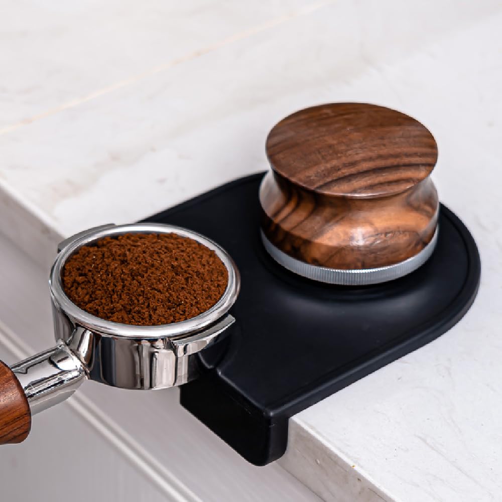 Non-Slip Silicone Coffee Tamper Mat - Anti-Skid Espresso Tamper Holder Pad for Semi-Automatic Coffee Machines (Black) | Perfect for Baristas & Home Coffee Brewing Stations