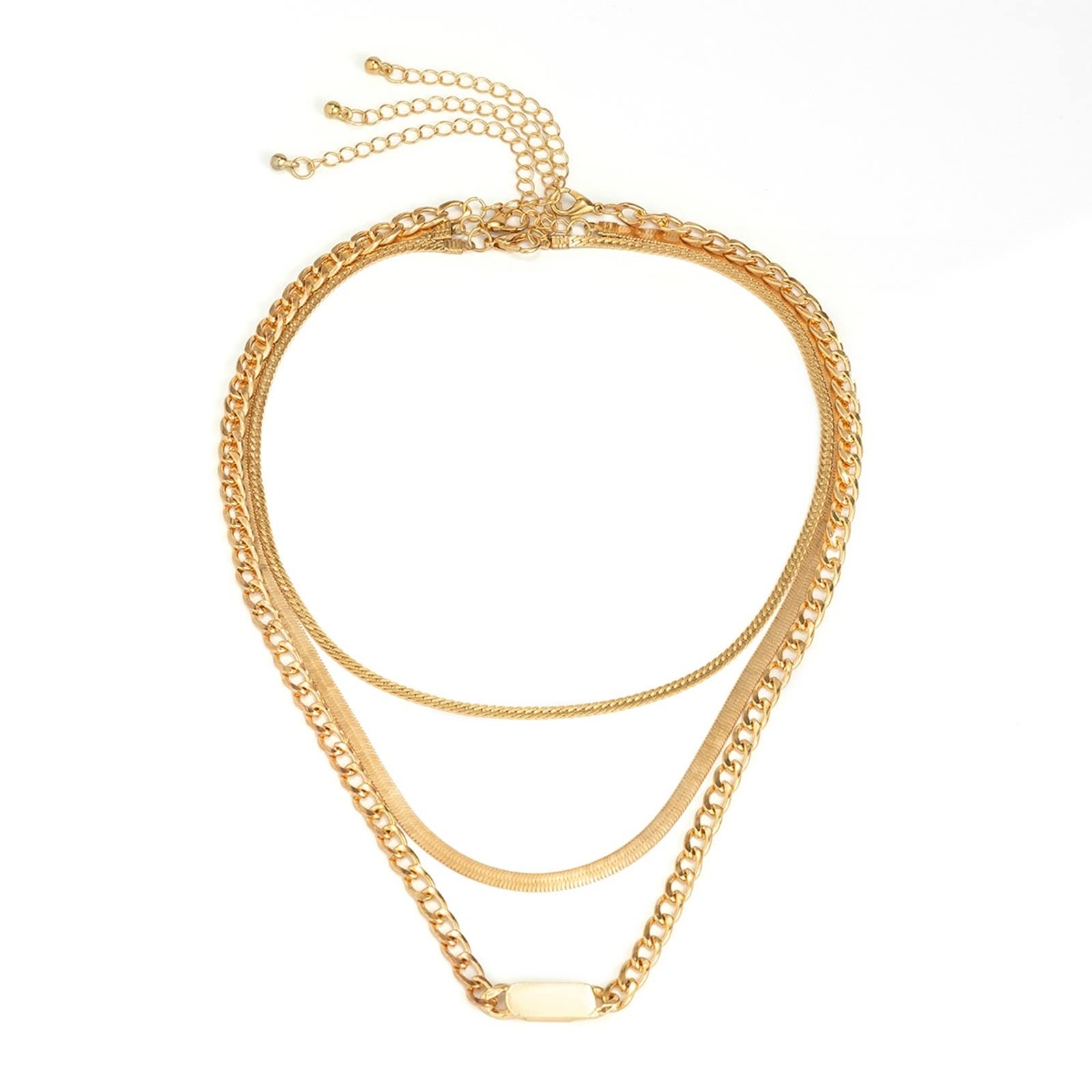Bcughia Cute Layered Necklace for Women & Girls - Vintage Square Snake Chain Design Jewelry Gift for Birthday, Valentine's Day | Perfect for Casual Wear, Date Night & Special Occasions