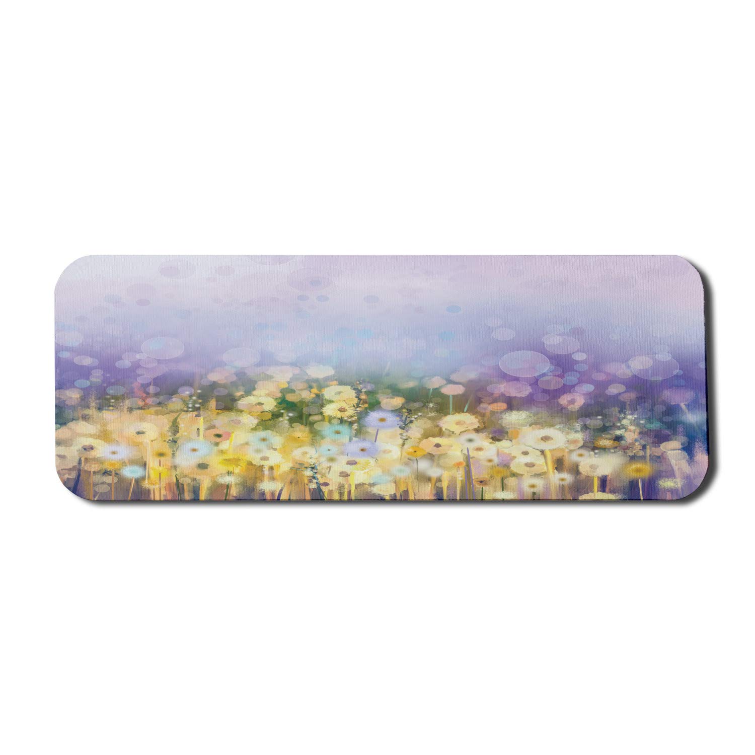 Ambesonne Flower Computer Mouse Pad - Chamomile and Dandelion Field Meadow Landscape Design, Non-Slip Rubber Base, Large 31