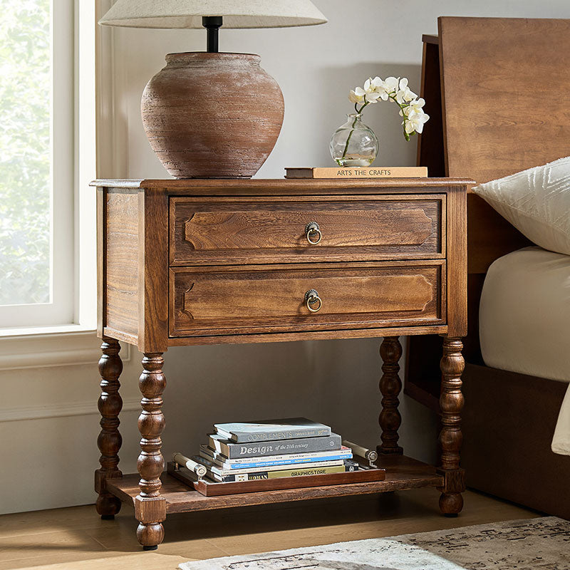 Multi-Functional Wooden Nightstand with USB Charging Port & Open Shelf - Modern Bedside Table for Bedroom, Living Room, or Office (Multiple Styles Available)