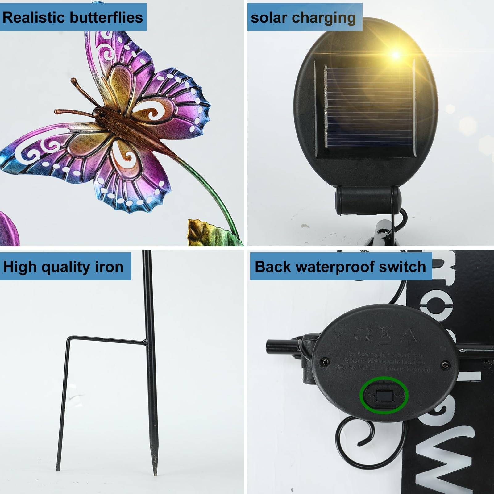 LOVERUIS Solar Garden Lights - Waterproof Butterfly Crackle Ball Lanterns for Outdoor Decoration, Balcony, Lawn & Welcome Door Sign | IP65 Weatherproof, Solar-Powered Landscape Lighting for Patio, Yard & Garden Decor